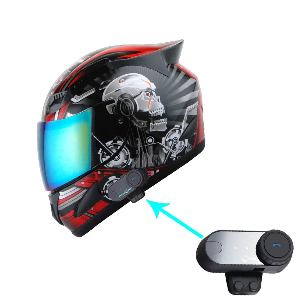 1Storm Motorcycle Bike Full Face Helmet Mechanic Skull: HJDJ11