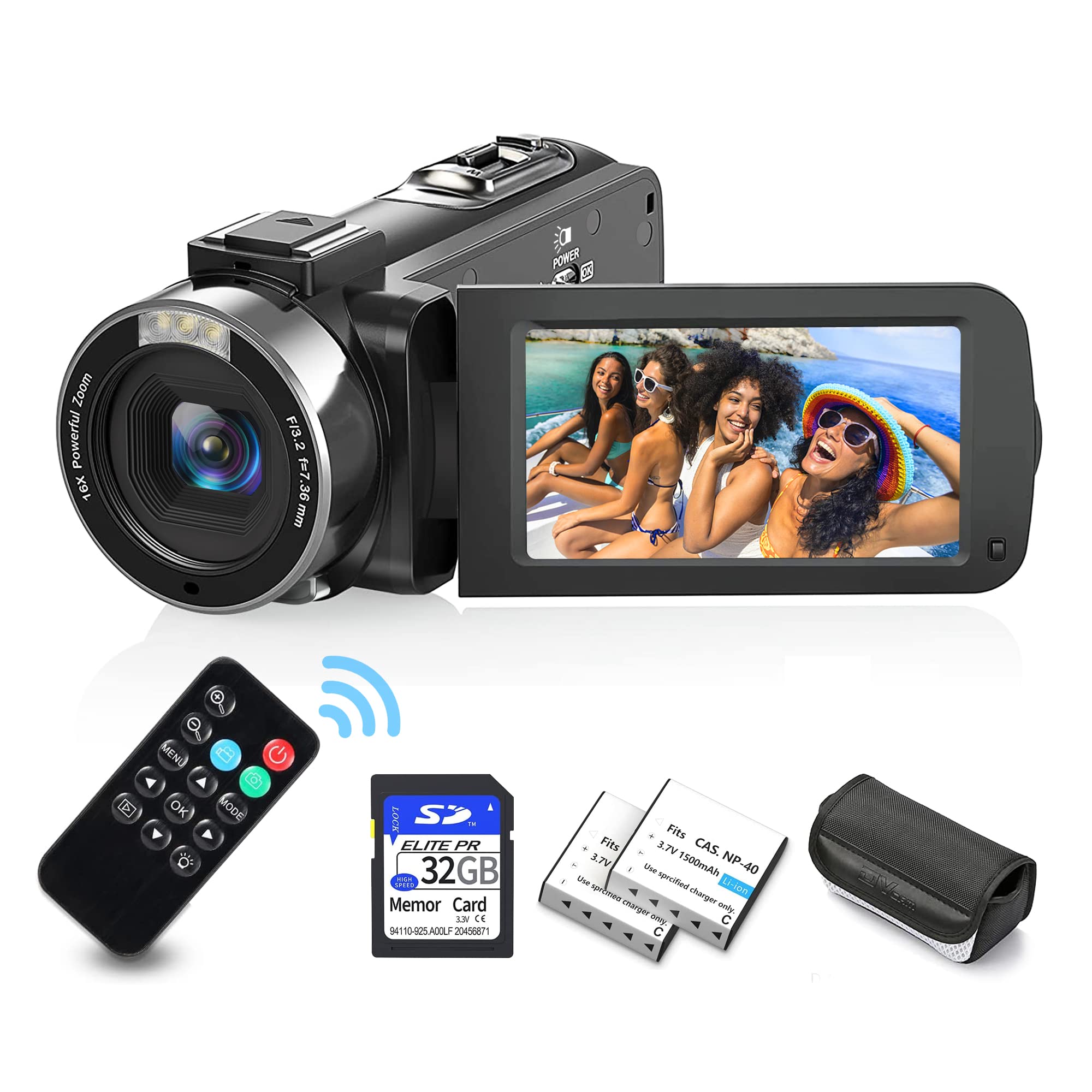 4K Video Camera Camcorder Ultra HD 4K 48MP YouTube Vlogging Camera Recorder with 3.0" IPS Touch Screen,IR Night Vision 18X Digital Zoom Include 2 Batteries & 32GB SD Card