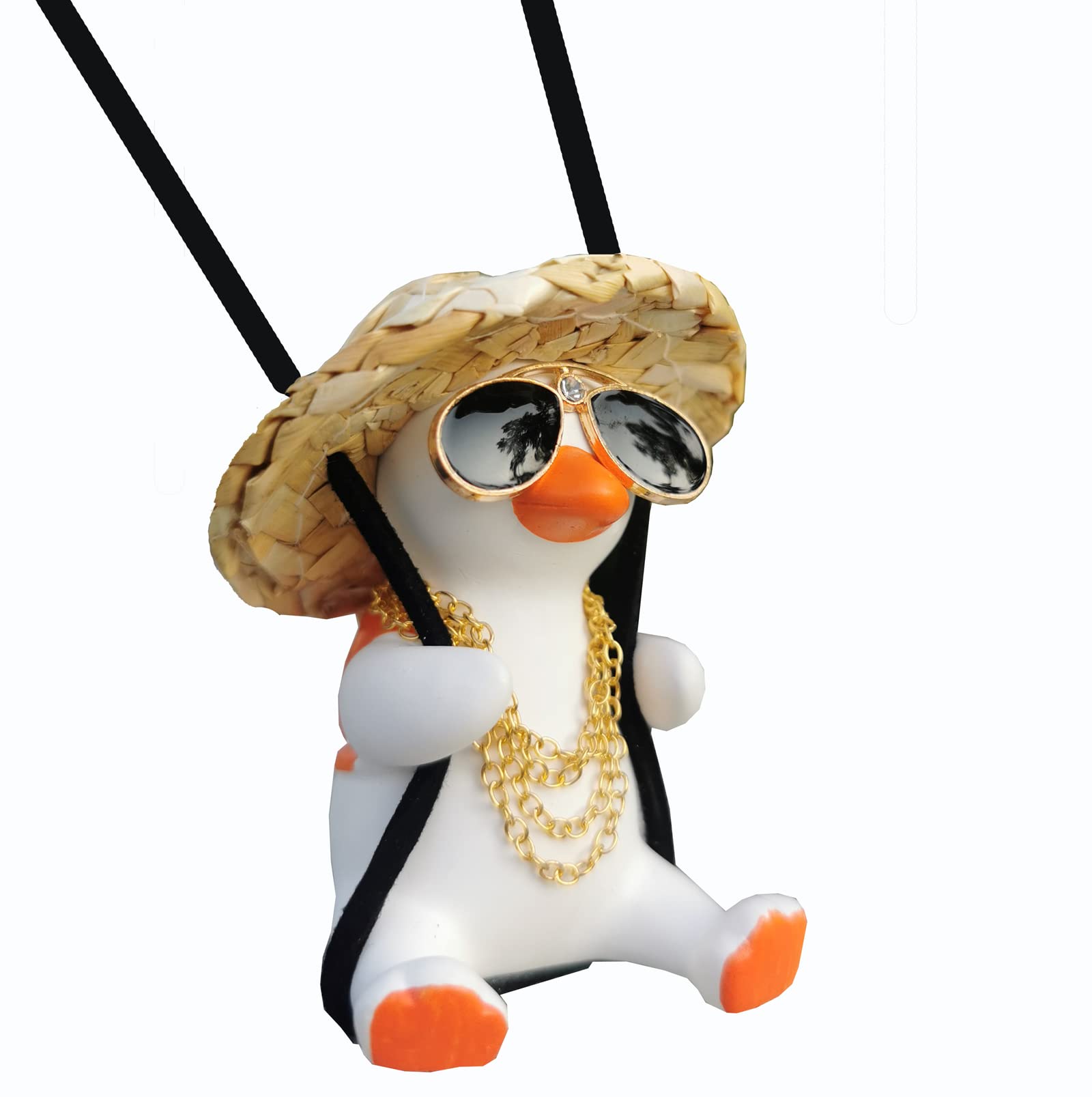 Rear View Mirror Hanging Accessories of Swinging Duck Car Hanging Ornament Cute Car Accessories for Teens Car Mirror Hanging Accessories Truck Car Pendant Car Charm Hanging Ornament (Cool A)