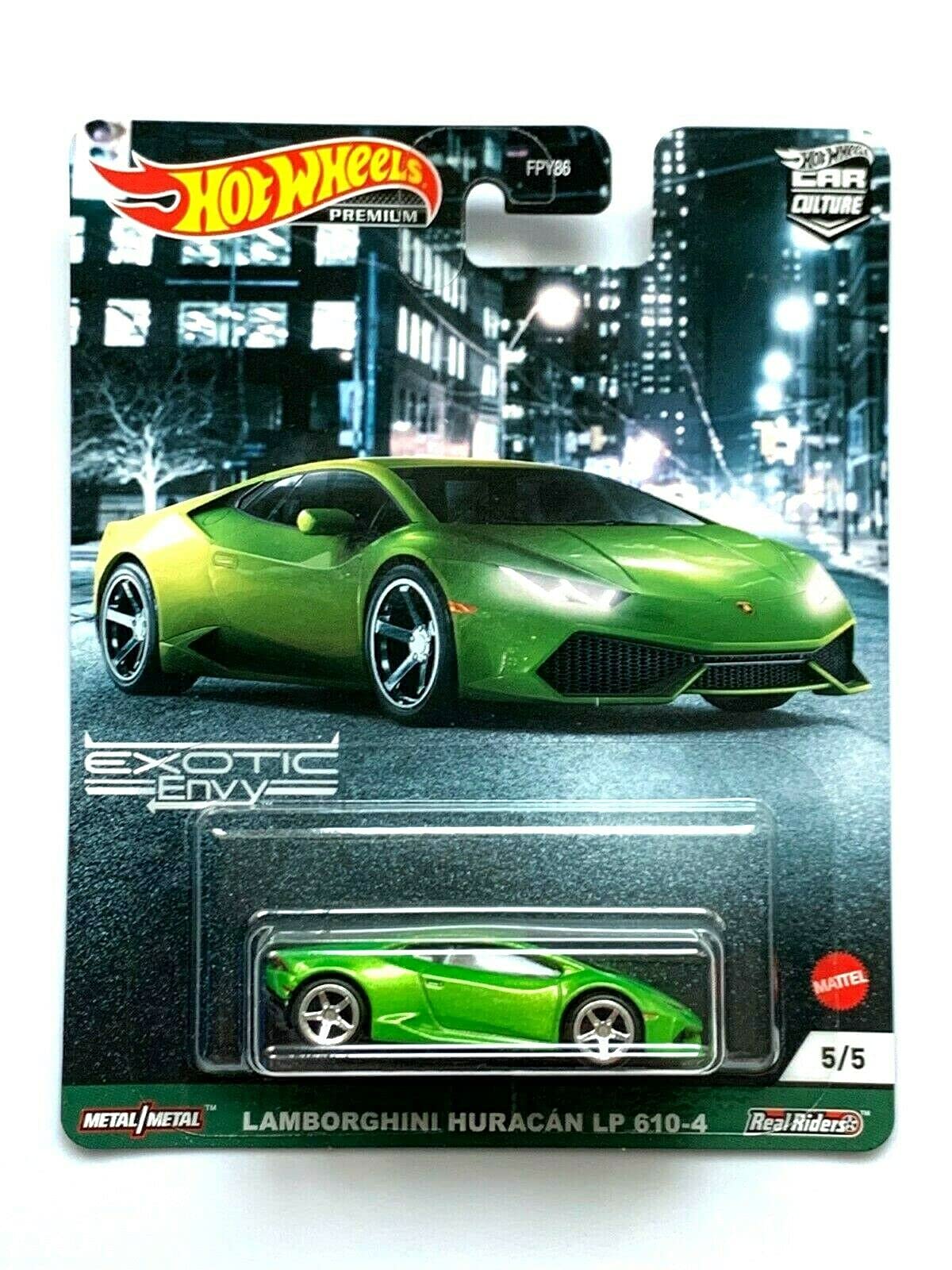 Metal Hotwheels Premium Car Culture Lamborghin Huracan LP 610-4 [Green] - Exotic Envy 5/5 for Unisex Children