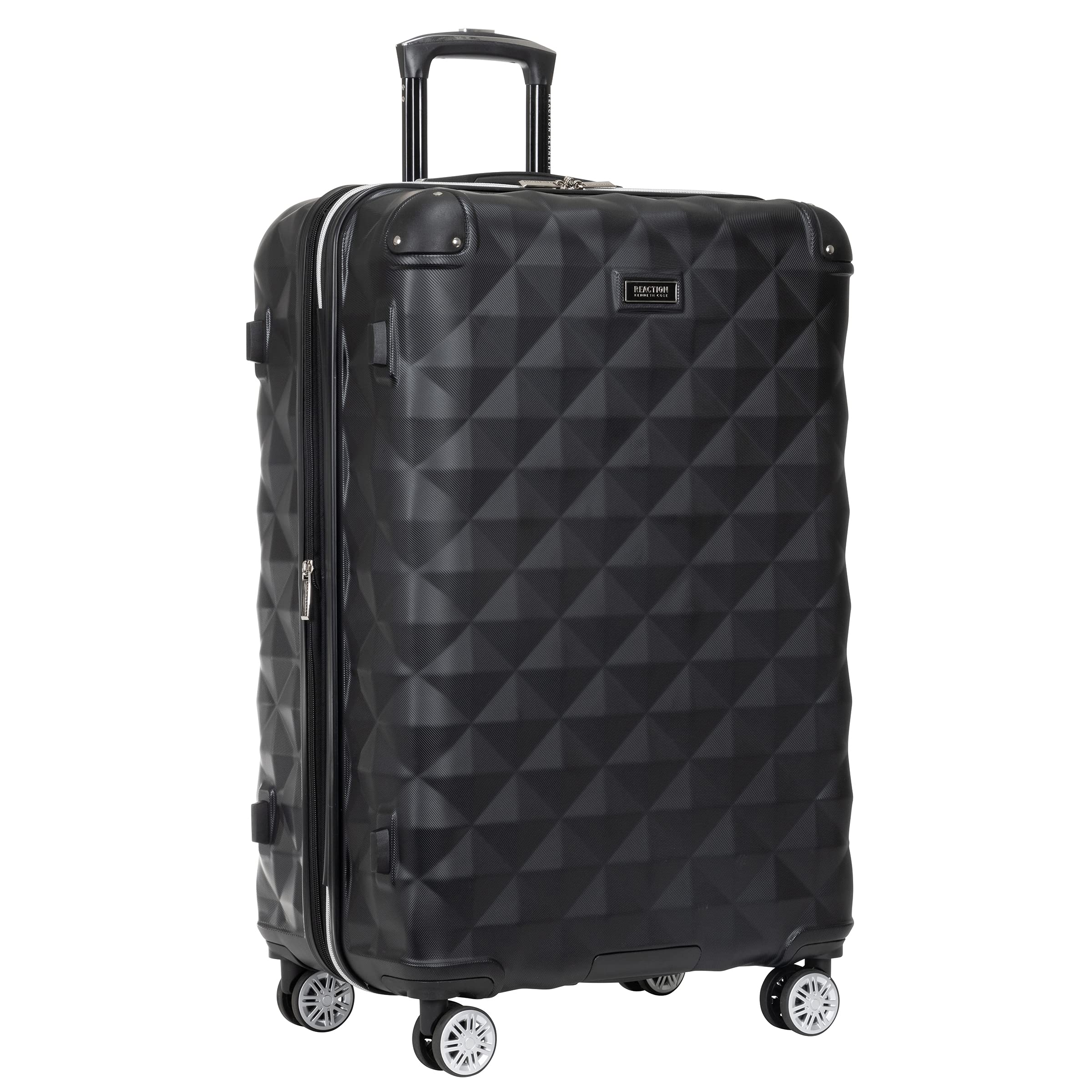 Kenneth Cole Reaction Diamond Tower Luggage Lightweight Hardside Expandable 8-Wheel Spinner Travel Suitcase, Black, 28-Inch Checked