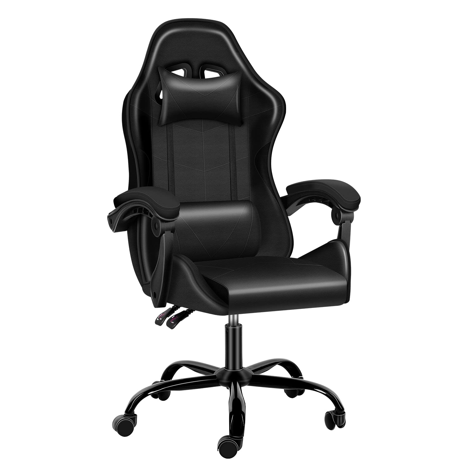 HealSmart 440lb Capacity, Black Racing Video Backrest and Seat Height Recliner Gaming, Without footrest
