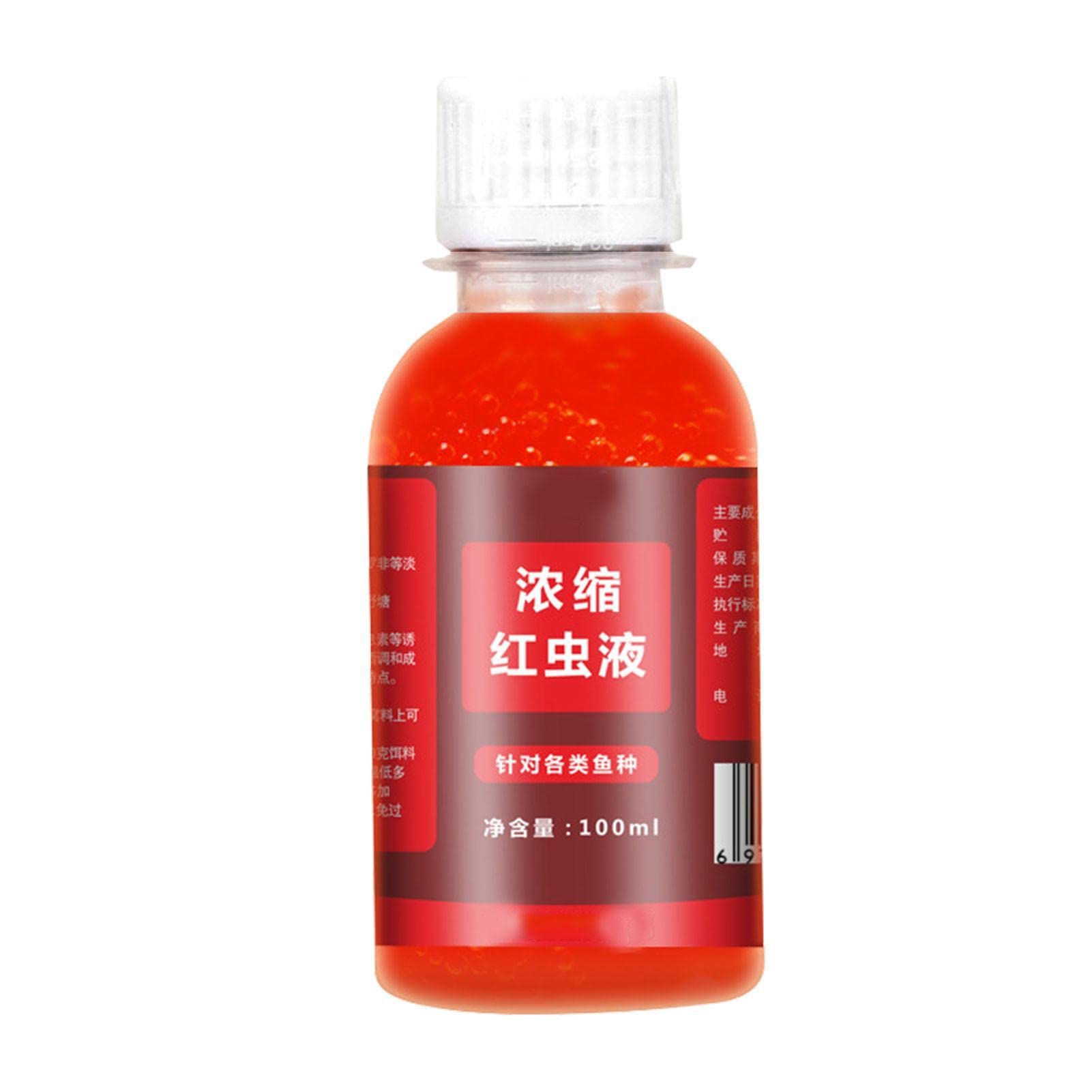 Hulzogul Bait Fish Additive, 100ml Red Worm Concentrate Liquid, Fishing Baits, High Concentration Fishing Lures, Fish Bait Attraction Enhancer for Trout, Cod, Carp, Bass,