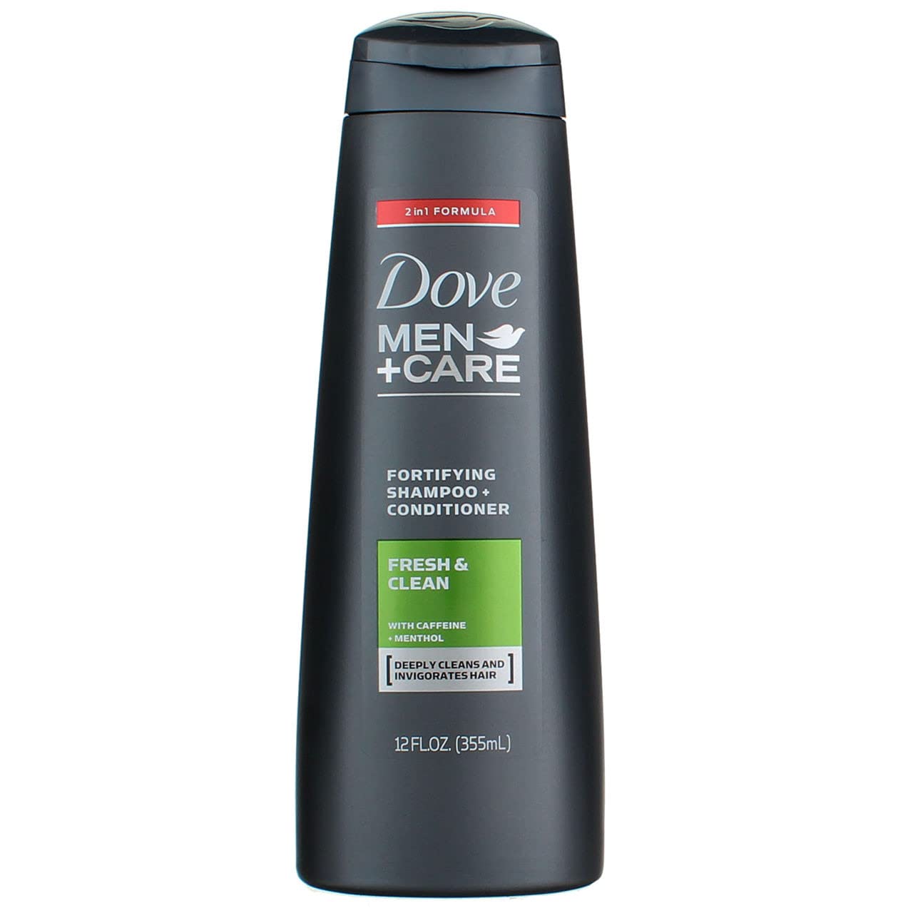 Dove Men+Care Fortifying 2 in 1 Shampoo and Conditioner, Fresh and Clean for Normal to Oily Hair with Caffeine and Menthol to Help Strengthen & Nourish Hair, 12 fl oz, Pack of 6