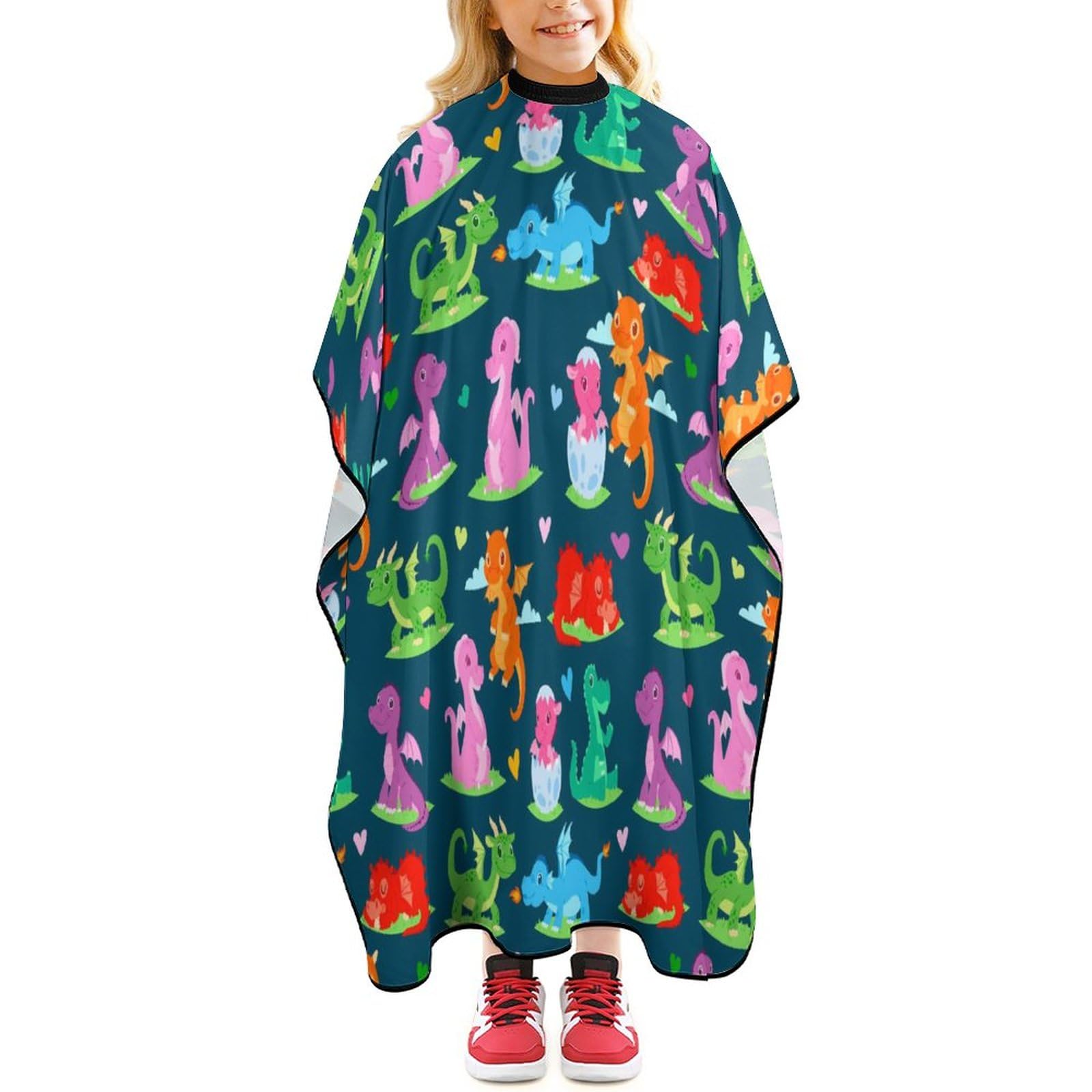 Colorful Cute Dragons Haircut Cape Professional Barber Hairdressing Apron with Closure Snap Unisex Hair Cutting Capes