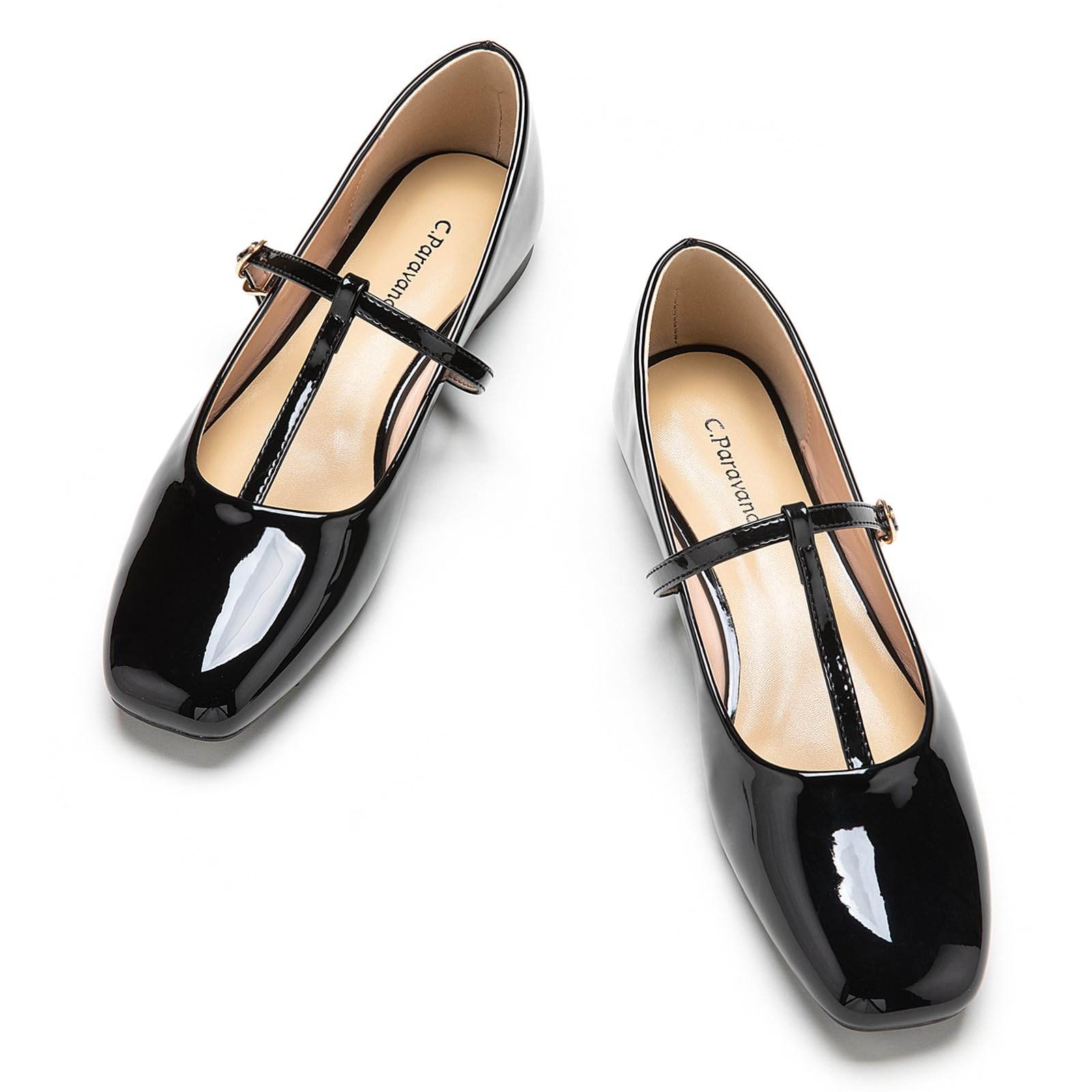 C.Paravano Mary Jane Shoes for Women | Women Flats | Womens Square Toe Flats | Leather Mary Jane