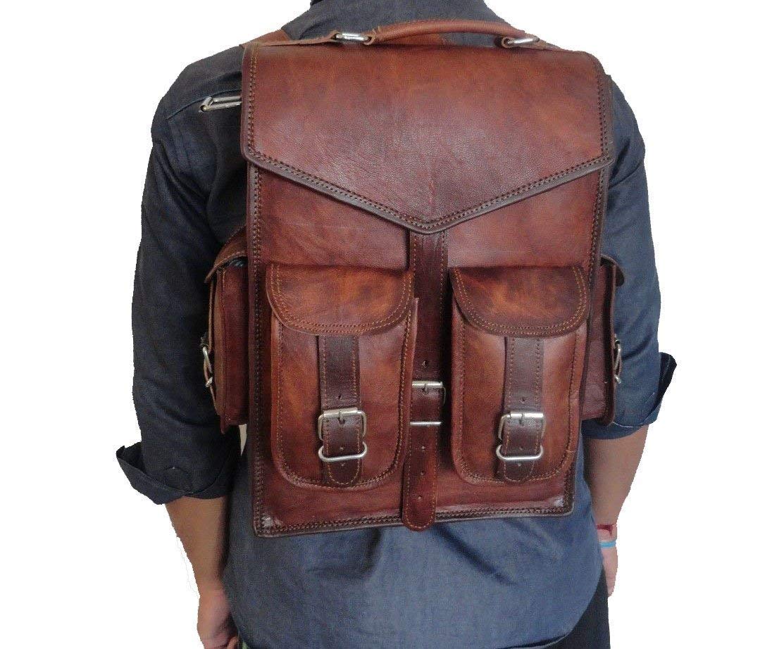 Handmade World Mochila de cuero vintage marrón para laptop, bolsa de mensajero para hombres y mujeres (12 x 16 pulgadas)