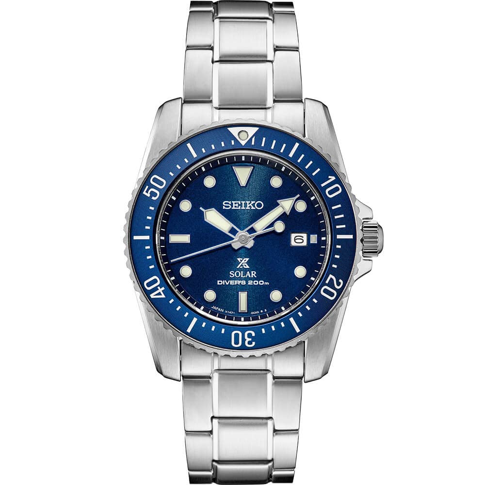 SEIKO SNE585 Prospex Men's Watch Silver-Tone 38.5mm Stainless Steel, Blue