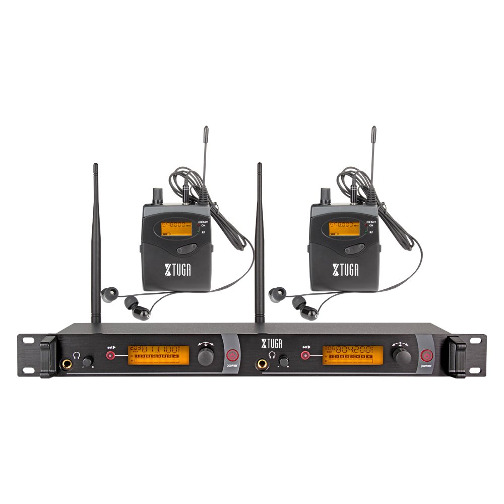 XTUGA RW2080 Whole Metal wireless In Ear Monitor System 2 Channel 2 Bodypack Monitoring with in earphone wireless monitor Type Used for stage or studio