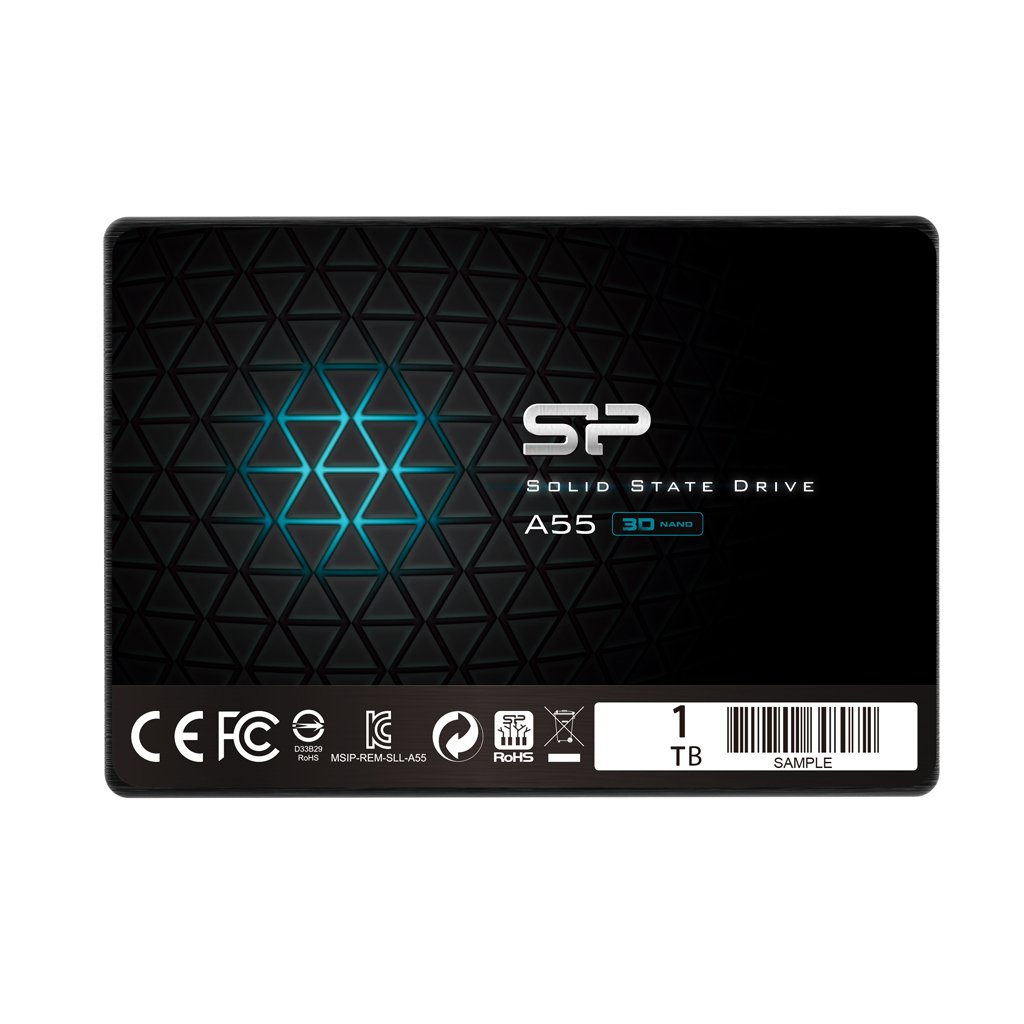 Silicon Power-1TB SSD 3D NAND A55 SLC Cache Performance Boost SATA III 2.5" 7mm (0.28") Internal Solid State Drive, Black