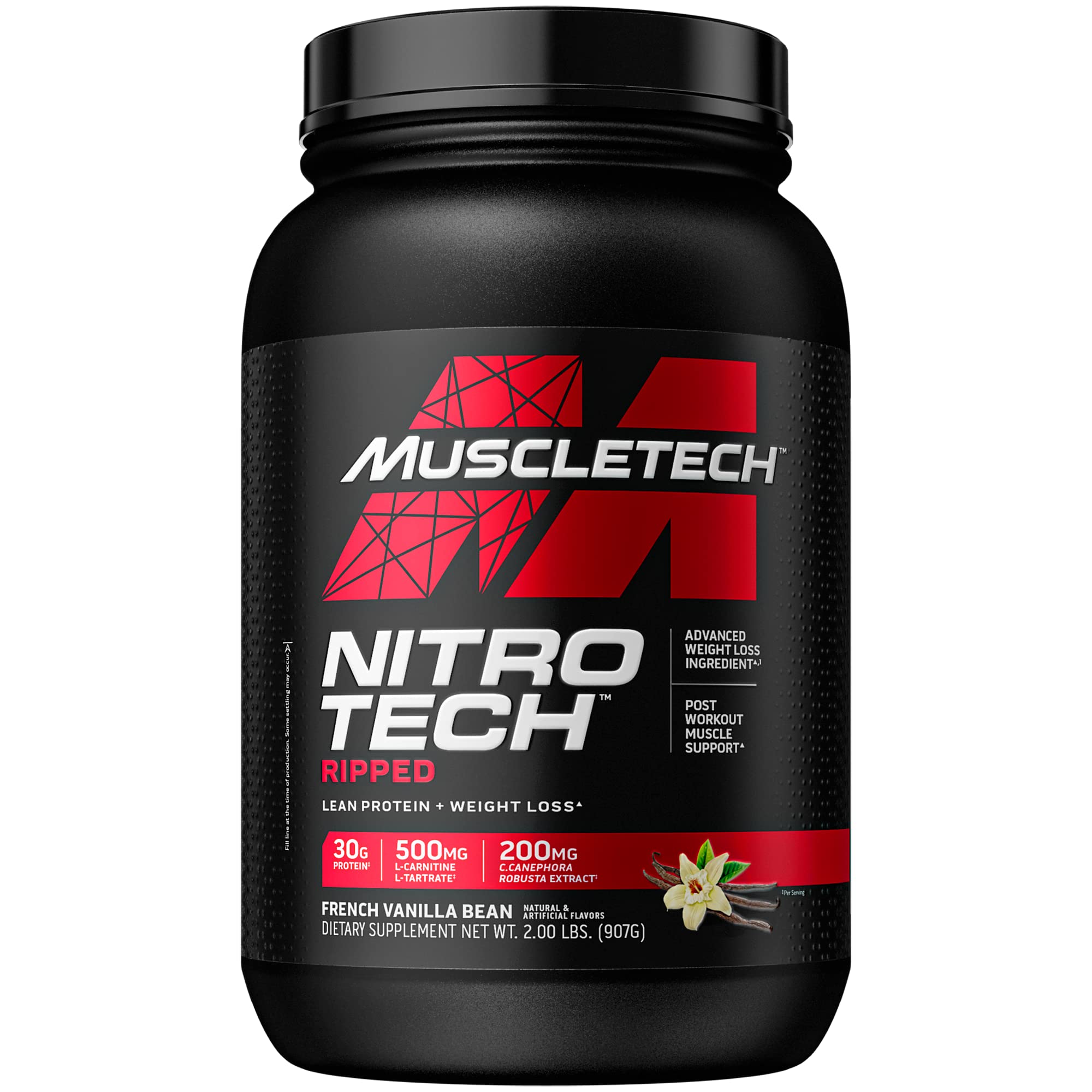 Protein Powder for Weight Loss - MuscleTech Nitro-Tech Ripped - Whey Protein Powder + Weight Loss Formula - Lose Weight - Weight Loss Protein Powder for Women & Men - Vanilla, 2 lb(package may vary)