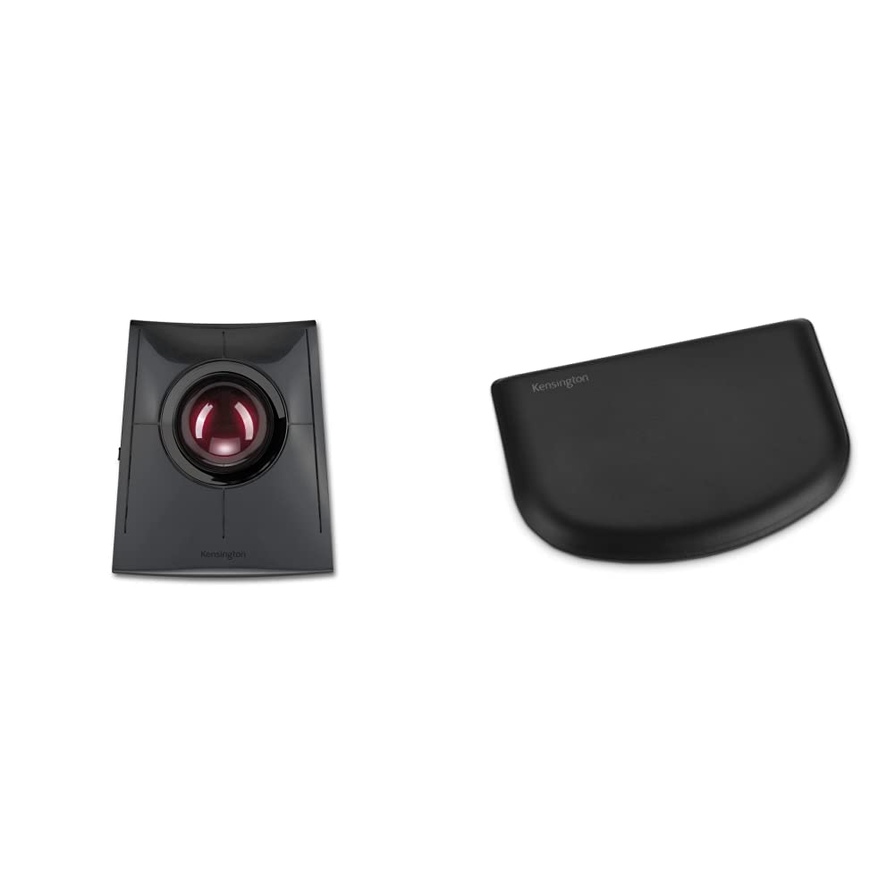 Kensington SlimBlade™ Pro Wireless Trackball, Rechargeable Battery, Bluetooth 2.4GHz Connection Options (K72080WW) & ErgoSoft Wrist Rest for Slim Mouse/Trackpad, Black (K52803WW)