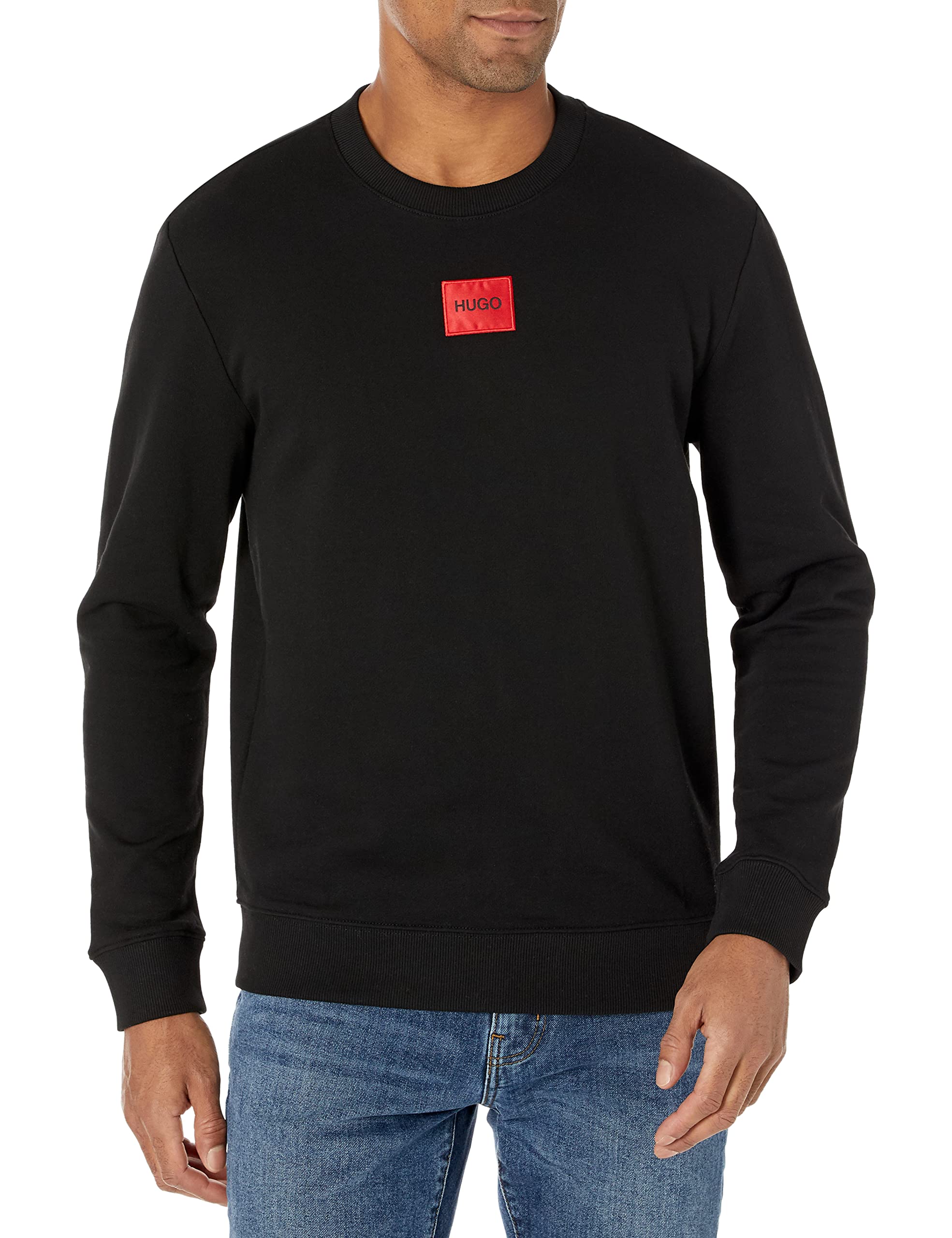 HUGO Men's Regular Fit Square Logo Jersey Sweatshirt