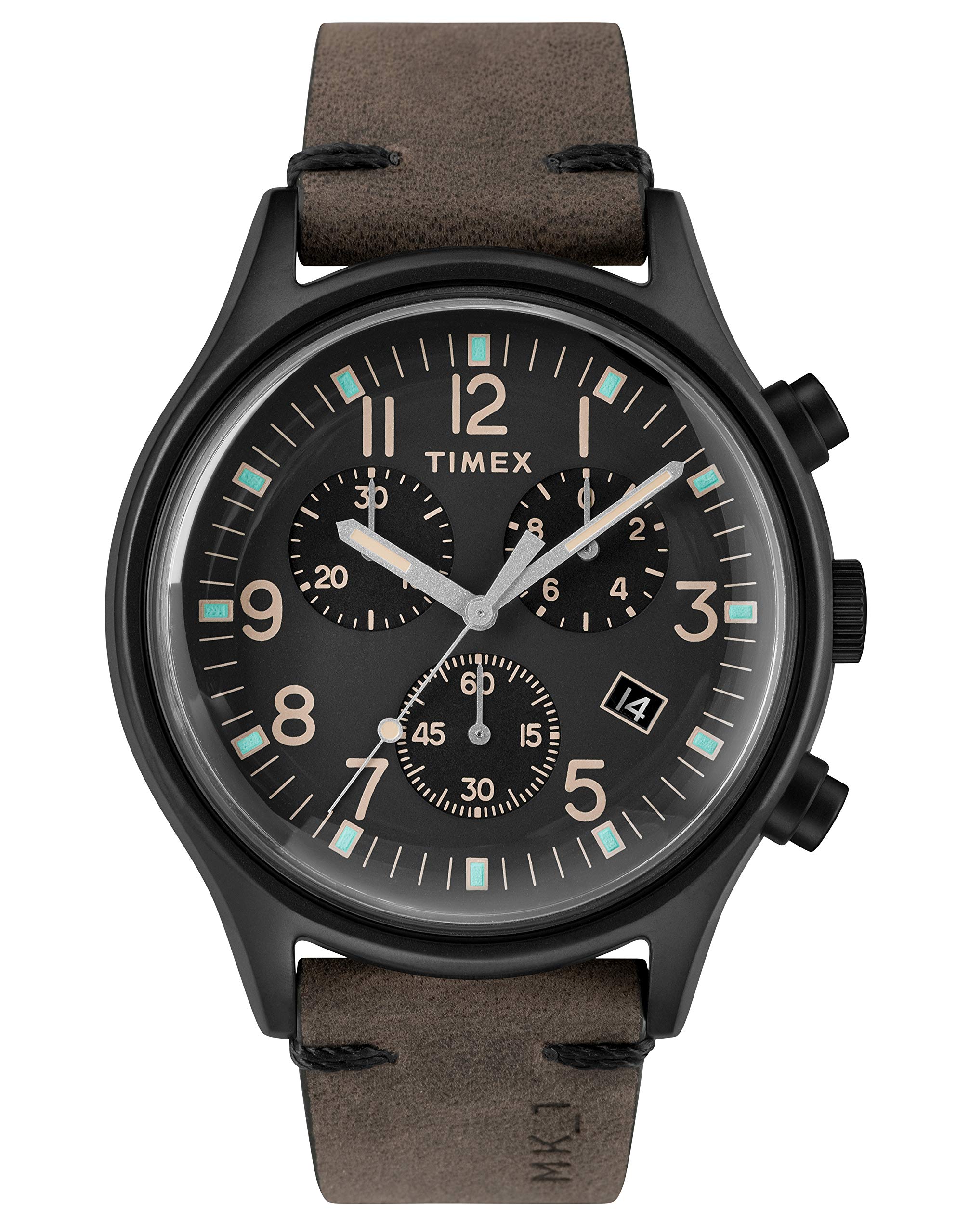 Timex Mens Chronograph Quartz Watch with Leather Strap TW2R96500
