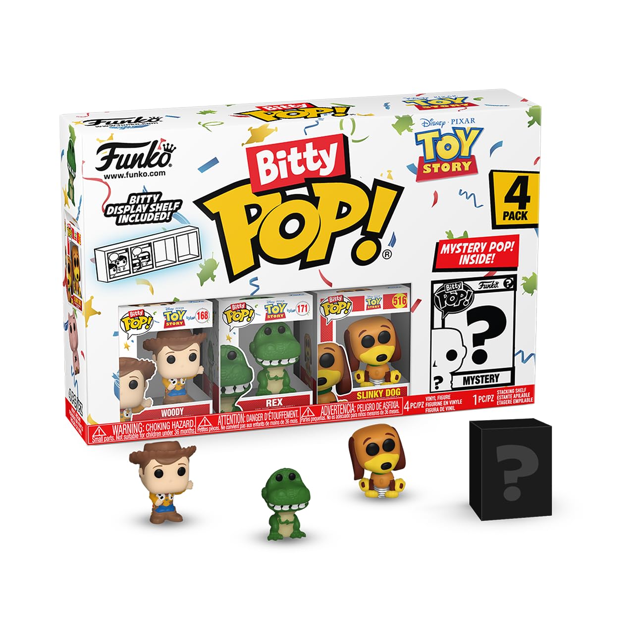 Funko Bitty Pop!: Toy Story Mini Collectible Toys - Woody, Rex, Slinky Dog & Mystery Chase Figure (Styles May Vary) 4-Pack