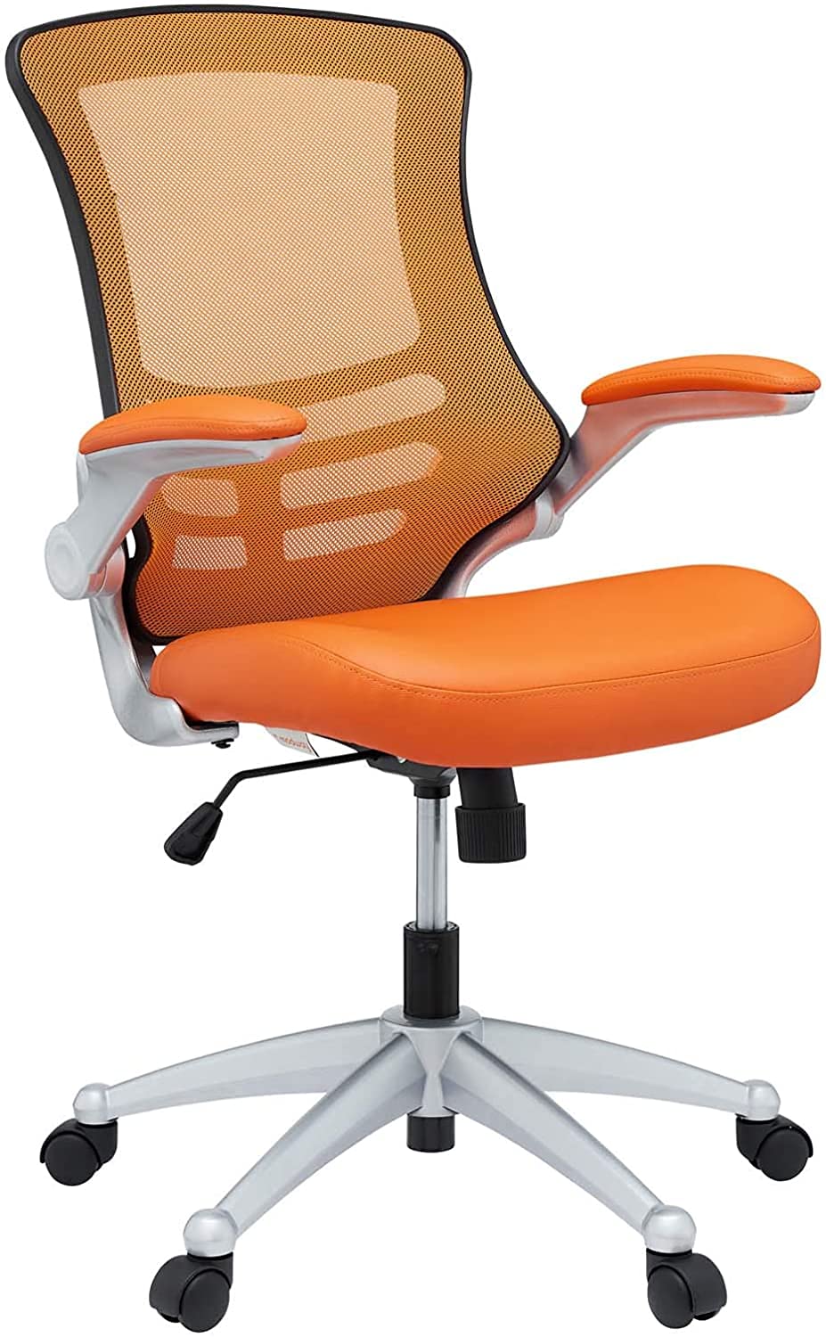 Modway EEI-210-ORA Attainment Mesh Back and Vinyl Seat Modern Office Chair in Orange 26.5"L x 26.5"W x 39.5-43.5"H