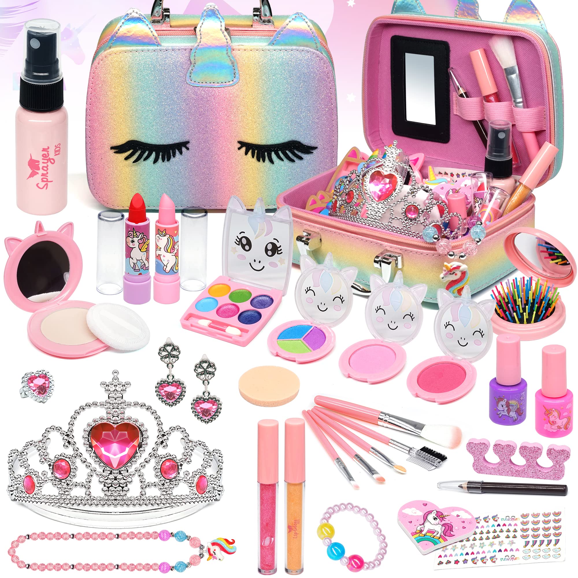 Kids Makeup Kit for Girl - Kids Makeup Kit Toys for Girls Washable Makeup Set Little Girls, Child Play Real Girl Makeup Toys,Non Toxic Cosmetic,Age3-12 Year Old Children Gift