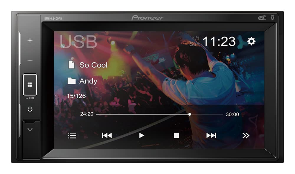 Pioneer DMH-A240BT Mechafree 6.2” Touchscreen Multimedia Player with Smartphone Mirroring, Bluetooth, 13-Band GEQ, Advanced Audio Features and Premium Audio Quality.