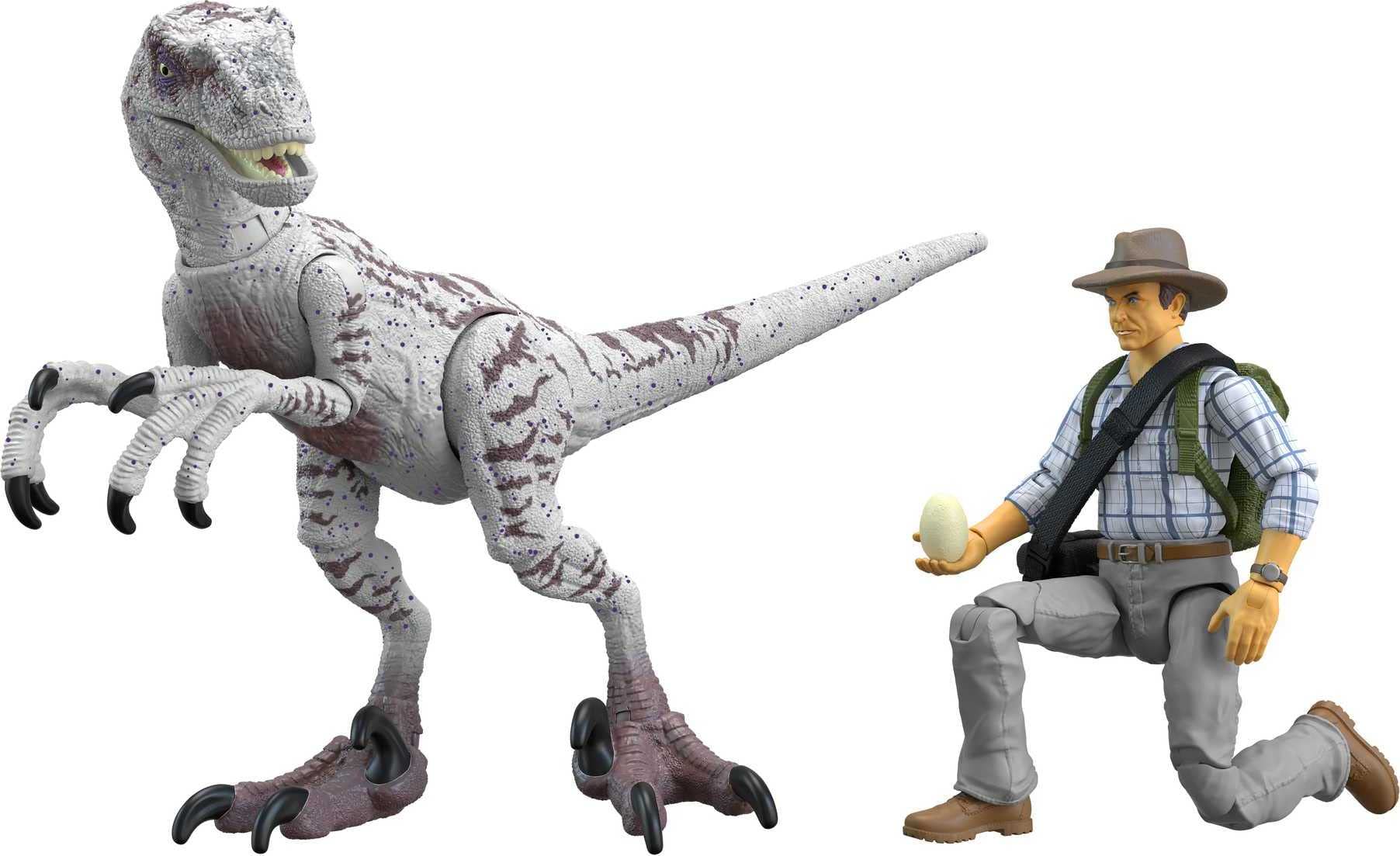 Mattel Jurassic World Mattel Jurassic Park III Figure Pack Dr Alan Grant & Velociraptor & Accessories, Authentic & Highly Posable, Hammond Collection (Amazon Exclusive)