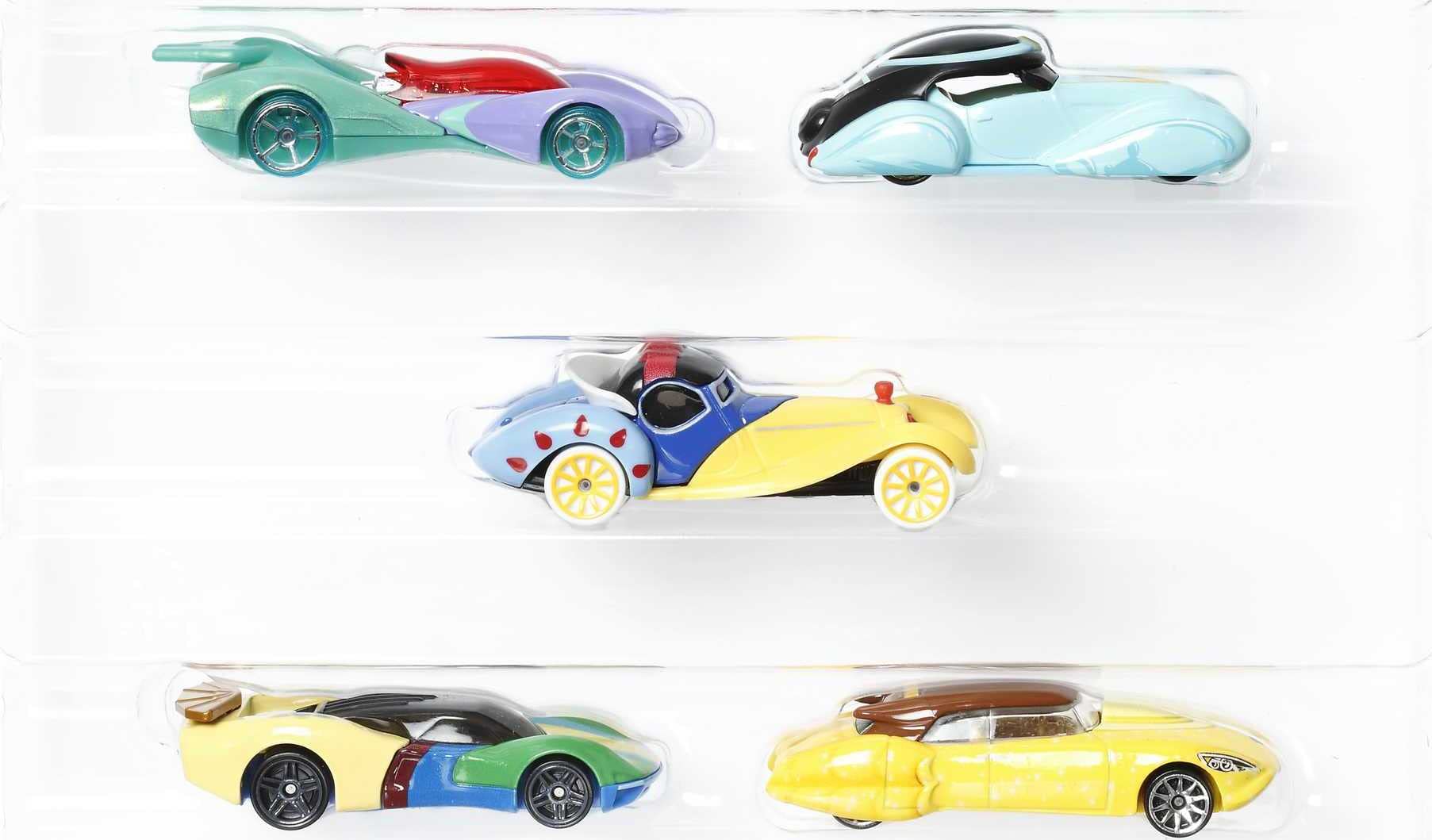 Hot Wheels Disney Princess Character Car 5-Pack, Bundle of Toy Cars Inspired by Disney Princesses, Toys for Collectors and Kids 3 Years and Older