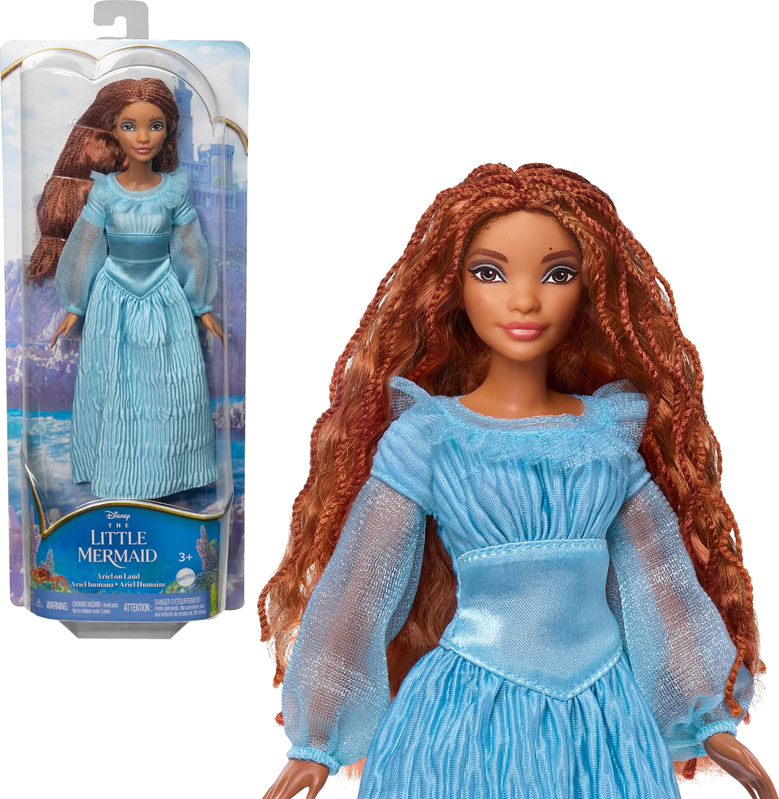 Mattel Ariel Fashion Doll on Land In Signature Blue Dress, Toys Inspired by Disney's the Little Mermaid