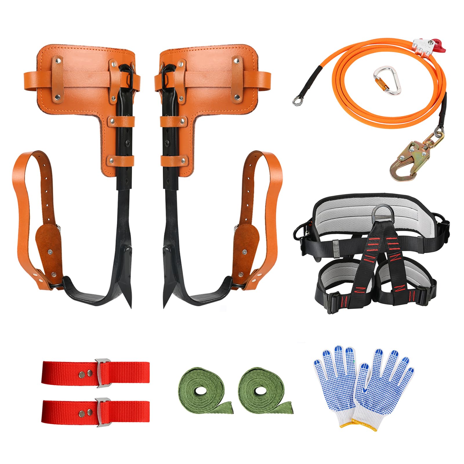 ZIAERKOR Tree Climbing Gear and Equipment, Tree Climbing Spikes Non-Slip, Tree Climbing kit for Tree Work, Arborist Climbing Spurs with Adjustable Climbing Belt for Observation and Picking Fruit