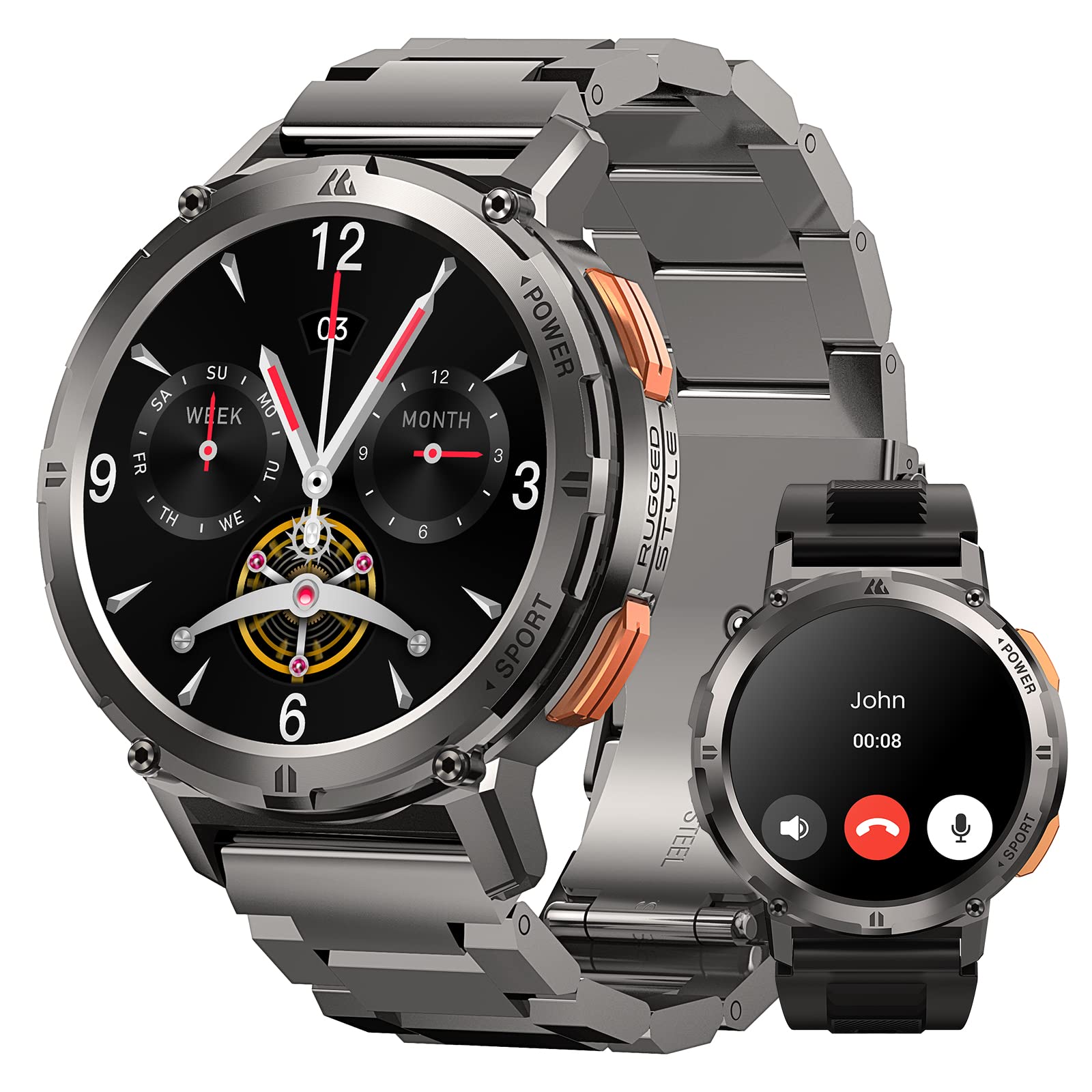 KOSPET Smart Watch AMOLED Display ???? ???????????????????? (????????????????????+????????????????????????) 60 Days Ultra-Long Battery Life (Call Receive/Dial) 70 Sports Modes 5ATM/IP69K Waterproof Smartwatches for Android iPhone