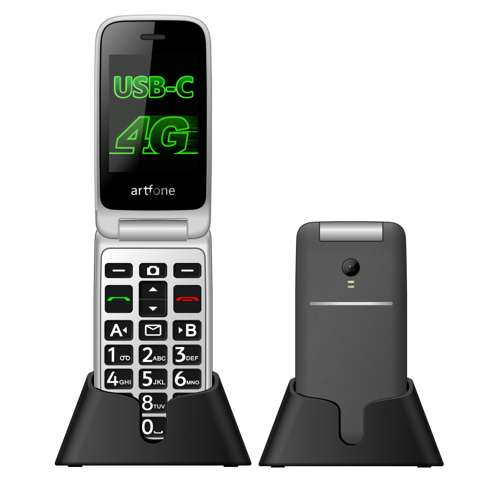 artfone Factory Store:4G Unlocked Senior Cell Phone,4G Volte Flip Senior Phone with Charging Dock,4G Senior Cell Phone for Elderly, Big Buttons and Side Buttons,More Easier.
