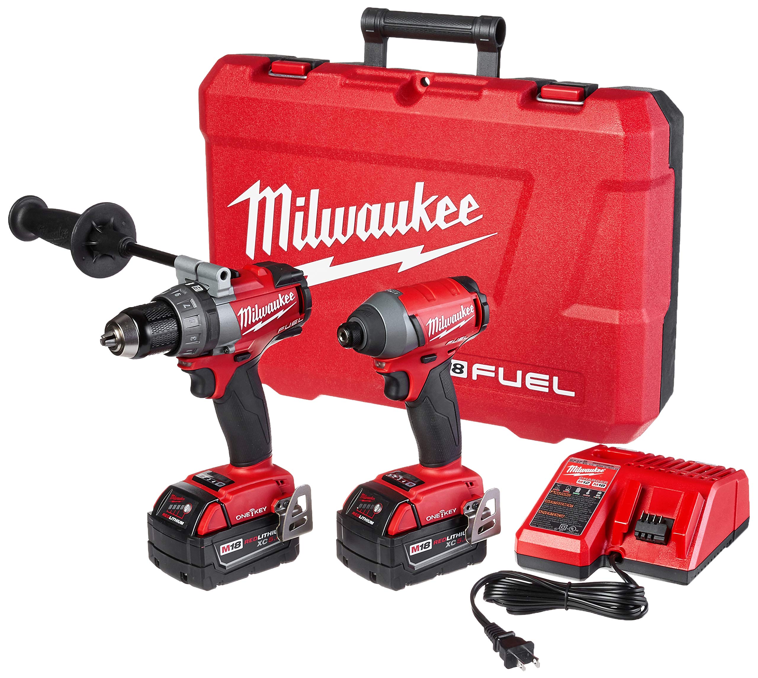 Milwaukee 2796-22 M18 FUEL ONE-KEY 18-Volt Lithium-Ion Brushless Cordless Hammer Drill/Impact Driver Combo Kit