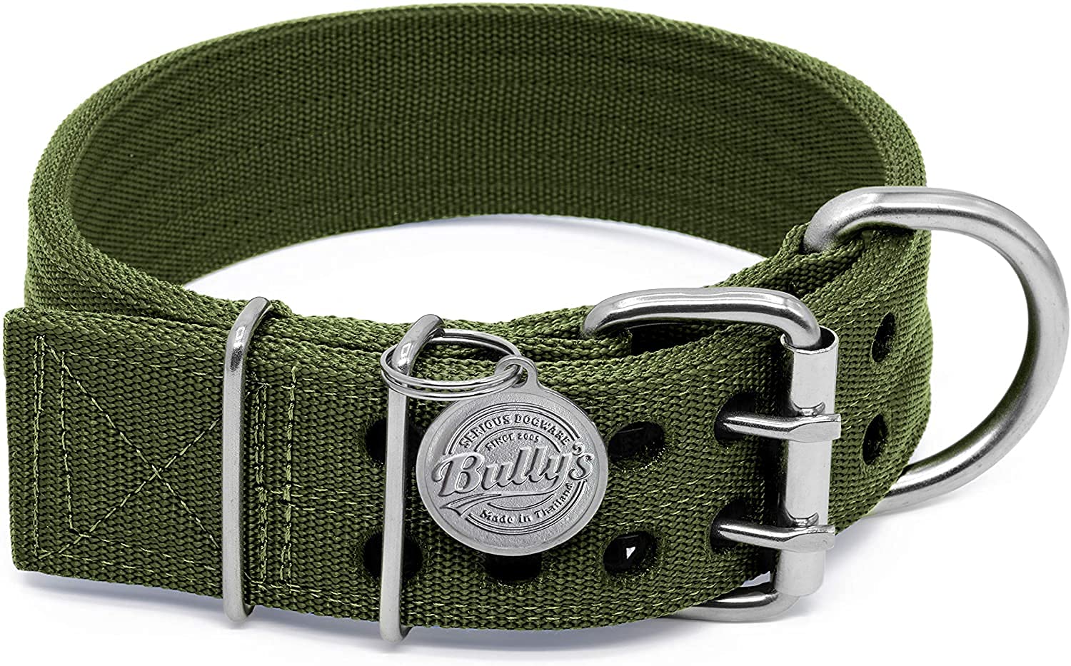 Pit Bull Collar, Dog Collar for Large Dogs, Heavy Duty Nylon, Stainless Steel Hardware