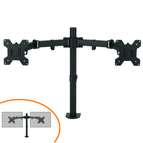 DOUBLE TWIN ARM DESK MOUNT BRACKET LCD COMPUTER MONITOR STAND 13”-27” SCREEN TV