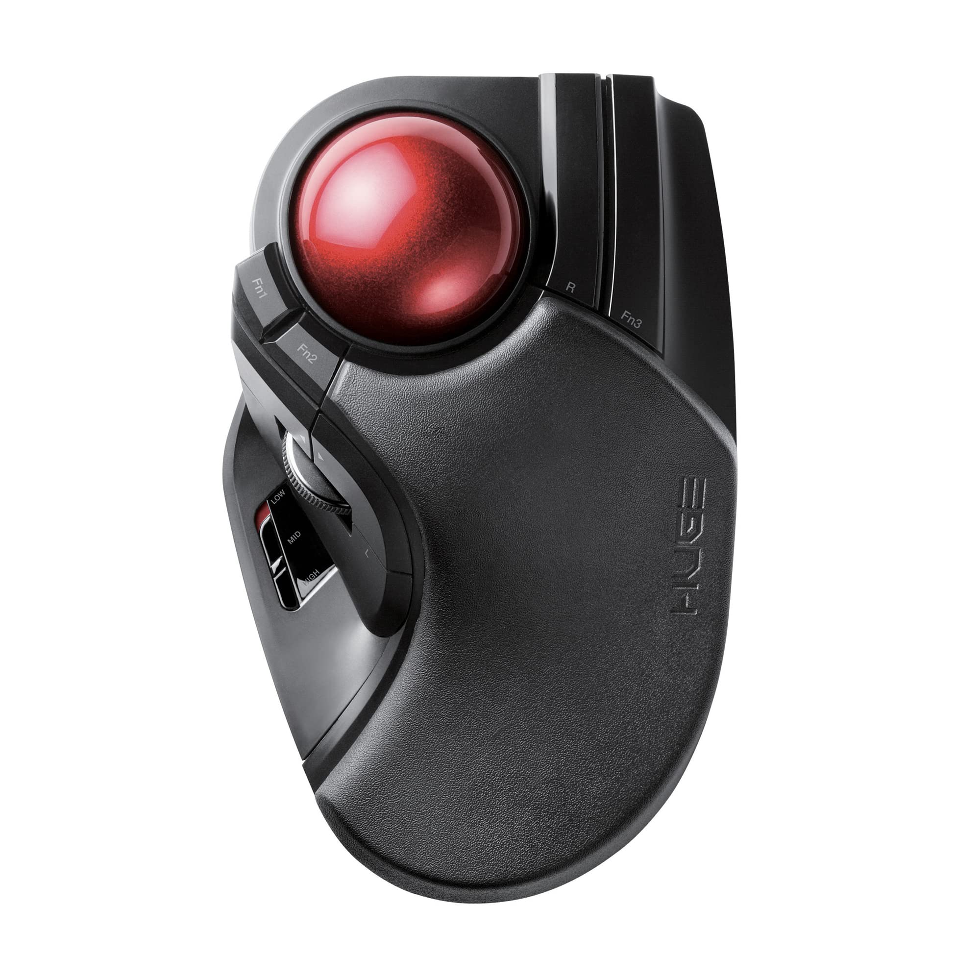 ELECOM HUGE Trackball Mouse, 2.4GHz Wireless, Finger Control, 8-Button Function, Precision Optical Gaming Sensor, Palm Rest Attached, Smooth Red Ball, Windows11, macOS (M-HT1DRBK)