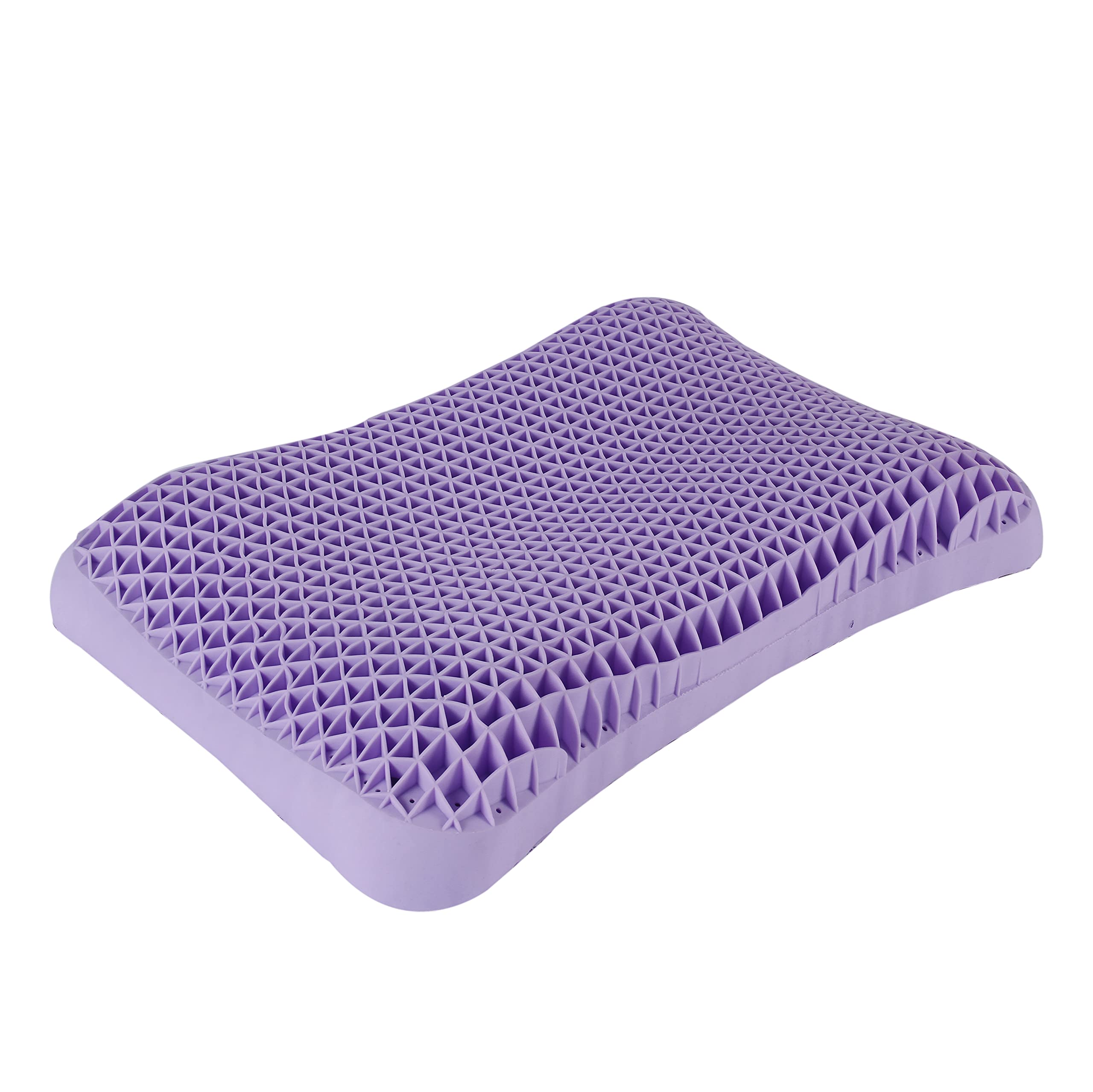 Berklan Purple Kid Pillow 100% Elastic Grid Ergonomic Neck Shoulder Supportive Cervical Pillow for Kids with Breathable Pillow Cover