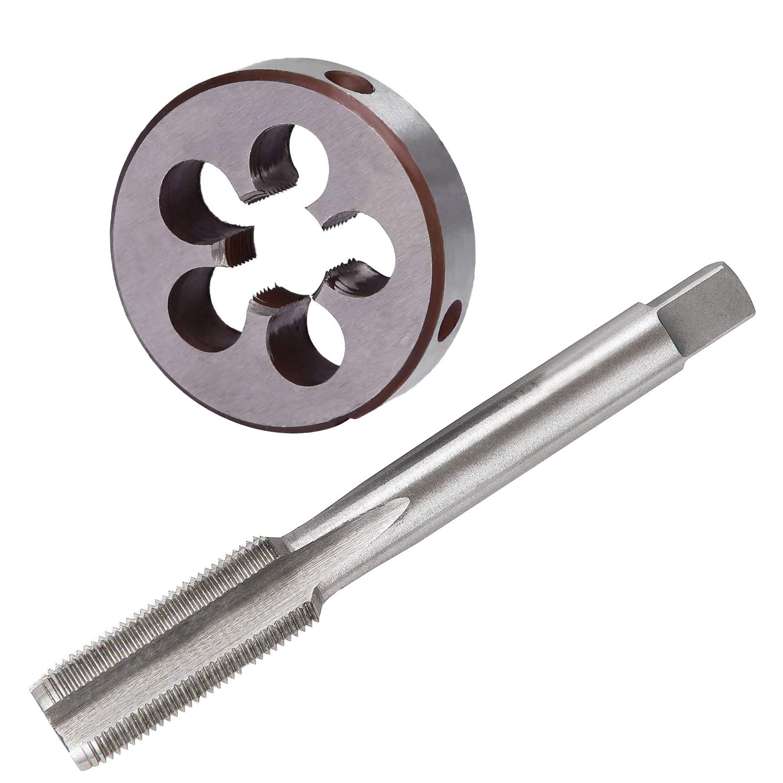 M14 x 1.25mm HSS Metric Tap And Die Set Thread Tap And Round Thread Die Right Hand HSS Taper Silver Tone (2Pcs)
