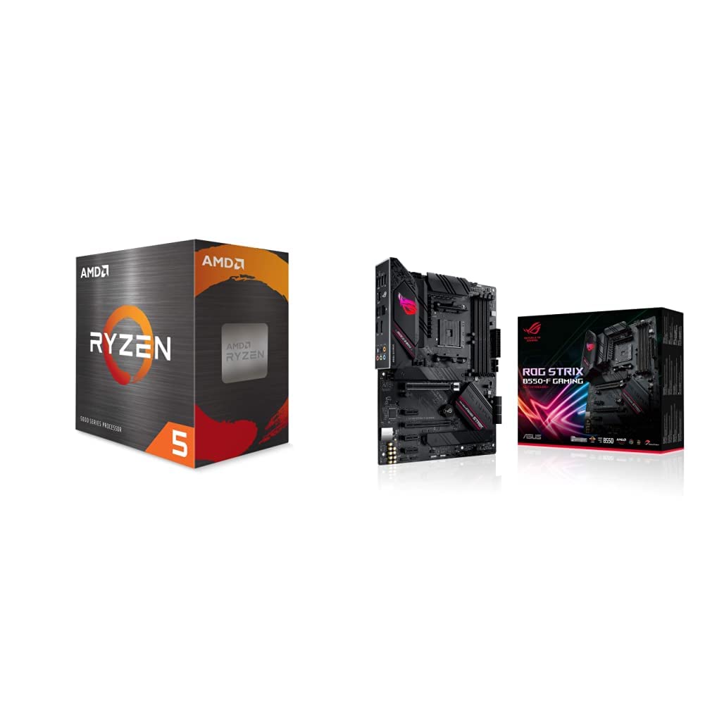 AMD Ryzen 5 5600X 6-core, 12-Thread Unlocked Desktop Processor & ASUS ROG Strix B550-F Gaming AMD AM4 Zen 3 Ryzen 5000 & 3rd Gen Ryzen ATX Gaming Motherboard 