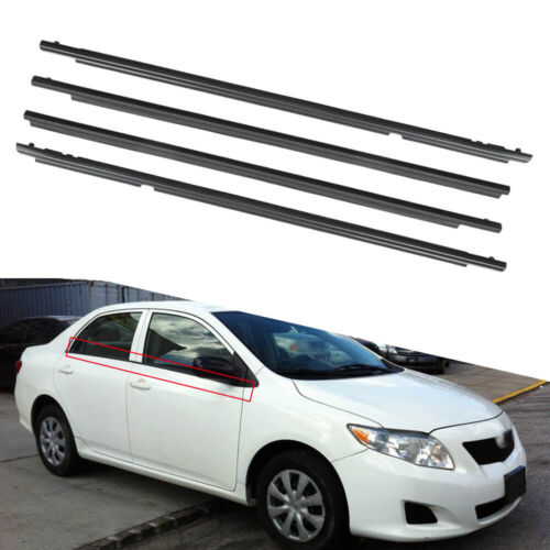 For 2009-2012 Toyota Corolla 4pcs Weatherstrip Window Moulding Trim Seal Belt