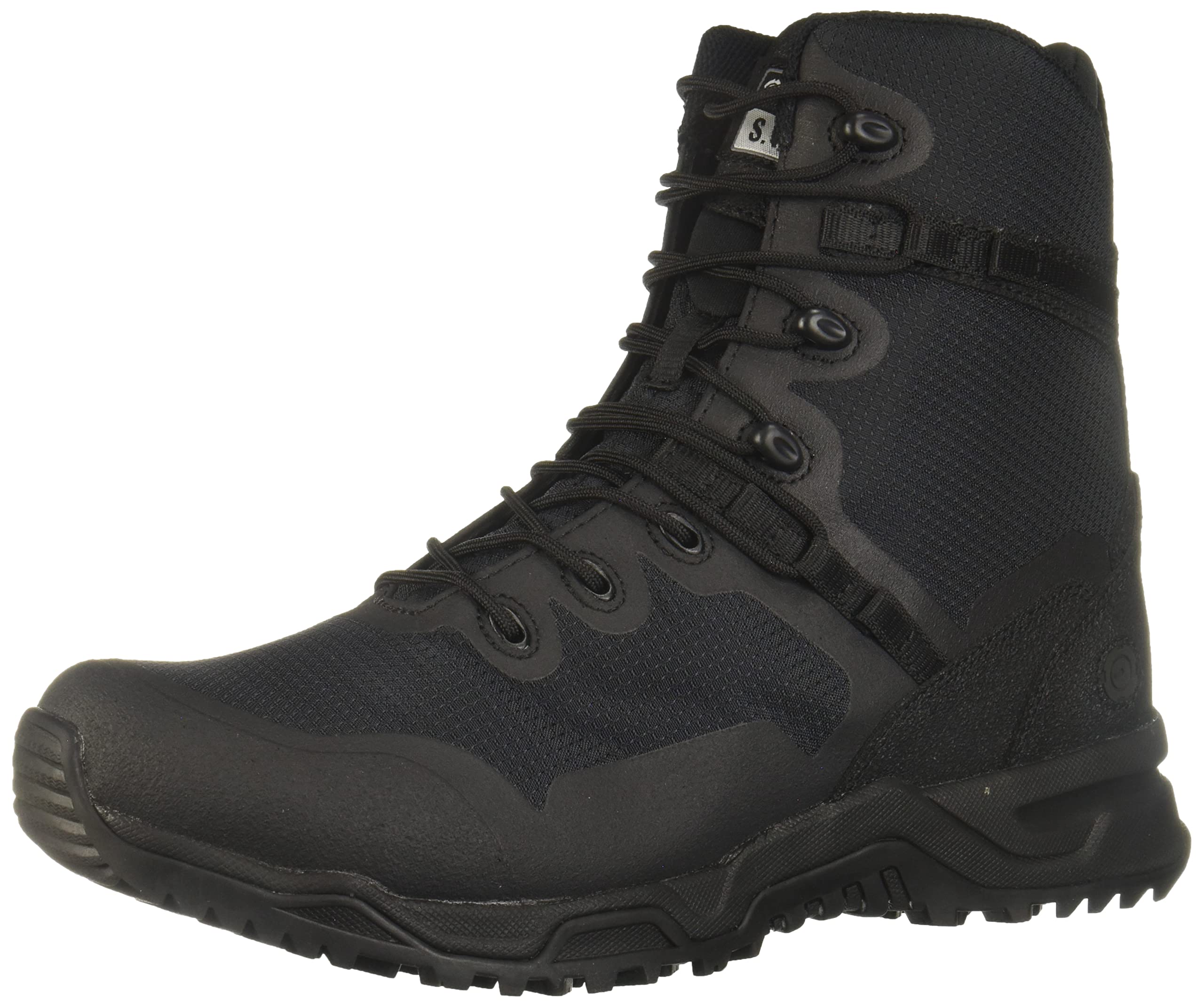 Original SWAT Alpha Fury 8" Side Zip Tactical Boot - High Performance Light Weight Duty Shoes - Airport Friendly - Black