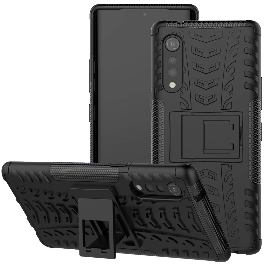 Yerebel for LG Velvet Case (2020), for LG Velvet Phone Case, with Kickstand Hard PC Back Cover Soft TPU Dual Layer Protection Phone Cover for LG Velvet (Black)