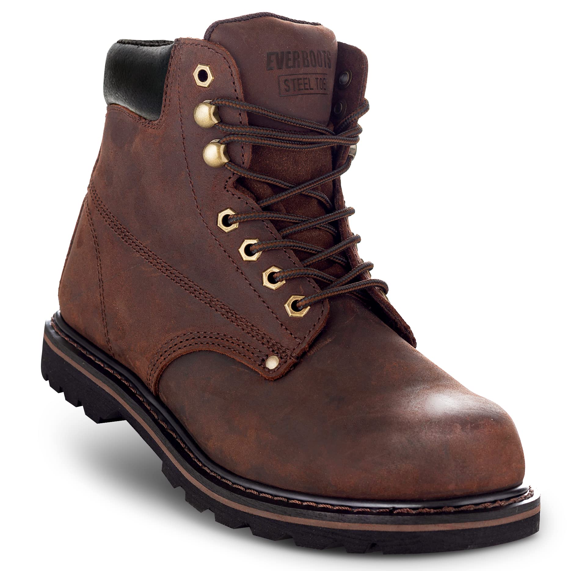 Botas de trabajo para hombre, punta de acero, botas de cuero de 6 pulgadas para trabajo, construcción, zapatos de trabajo de seguridad industrial