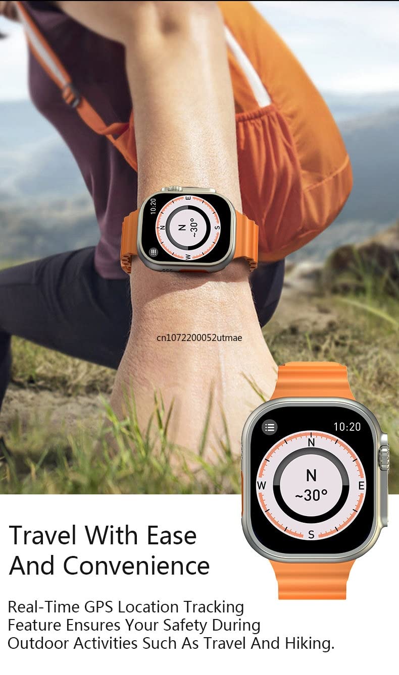 New Ultra 9 Max Smart Watch HK8 Pro Max Upgrade Heart Rate Monitoring AMOLED 2.1inch 420 * 420 300+ Sports Mode NFC Smartwatch (Orange)
