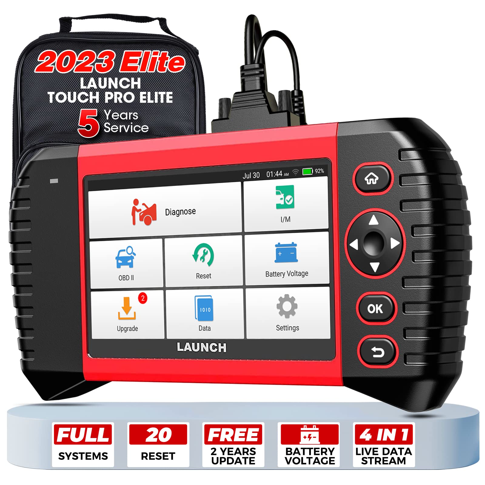 LAUNCH OBD2 Scanner Touch PRO Elite- 2023 New Scan Tool with 20 Resets Injector Coding SAS EBP BMS ABS B leeding Throttle Adaptation Car Scanner,All System Diagnostic Tool,Auto VIN,Free Update