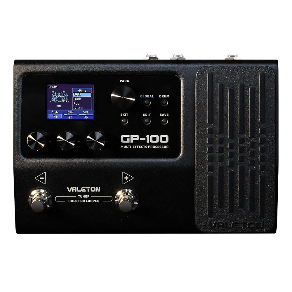 Valeton GP-100 Guitar Bass Amp Modeling IR Cabinets Simulation Multi Language Multi-Effects with Expression Pedal Stereo OTG USB Audio Interface (BLACK)