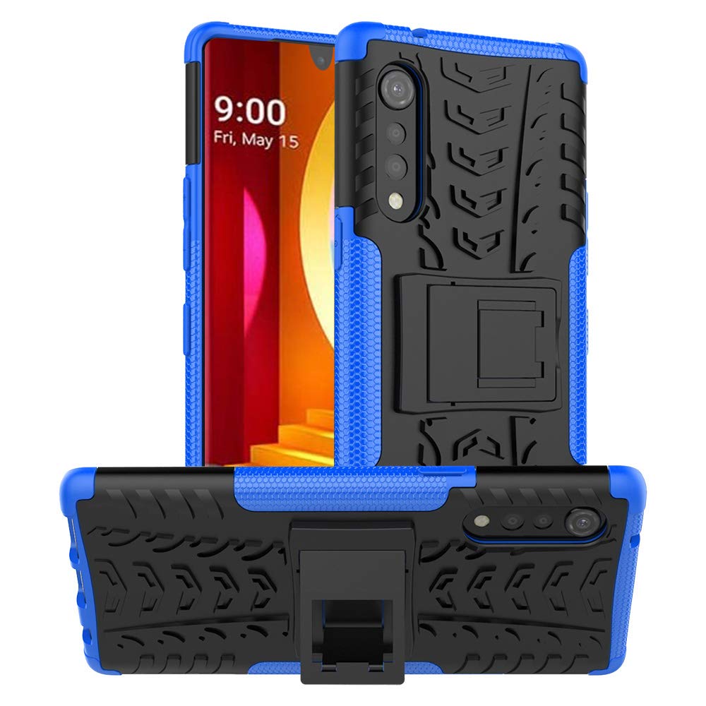 Yiakeng LG Velvet 5G Case, LG Velvet Case, Shockproof Slim Protective with Kickstand Hard Phone Cover for LG Velvet 5G (Blue)