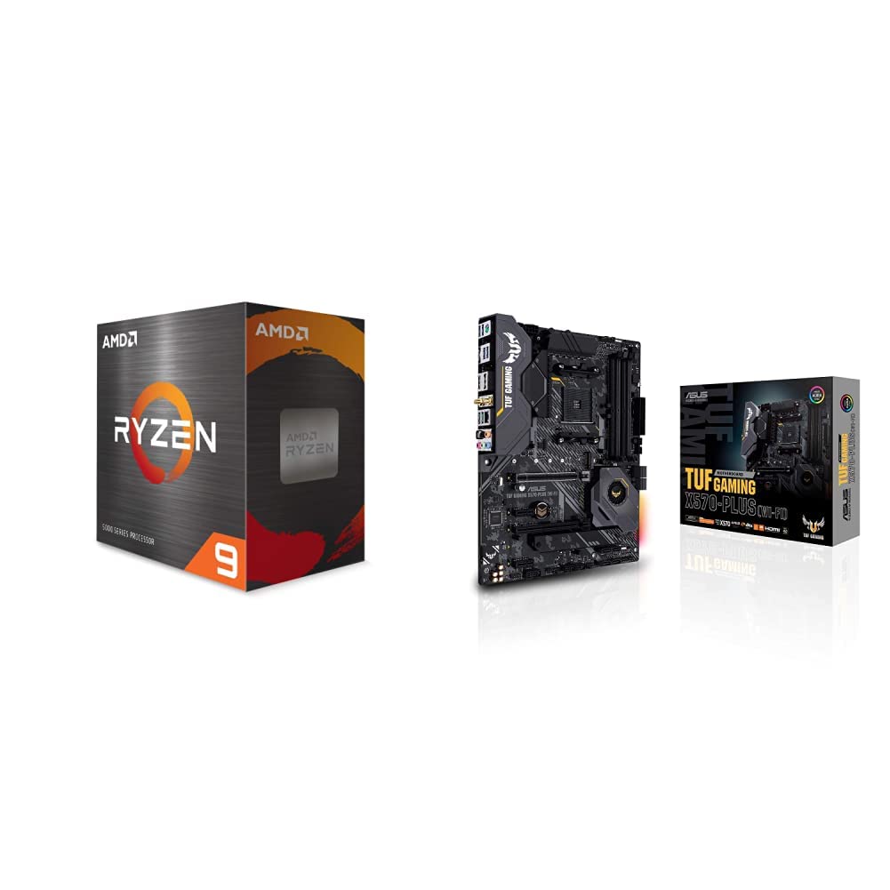 AMD Ryzen 9 5900X 12-core, 24-Thread Unlocked Desktop Processor ASUS AM4 TUF Gaming X570-Plus (Wi-Fi) AM4 Zen 3 Ryzen 5000 & 3rd Gen Ryzen ATX Motherboard with PCIe 4.0, 12+2 with Dr. MOS Power Stage