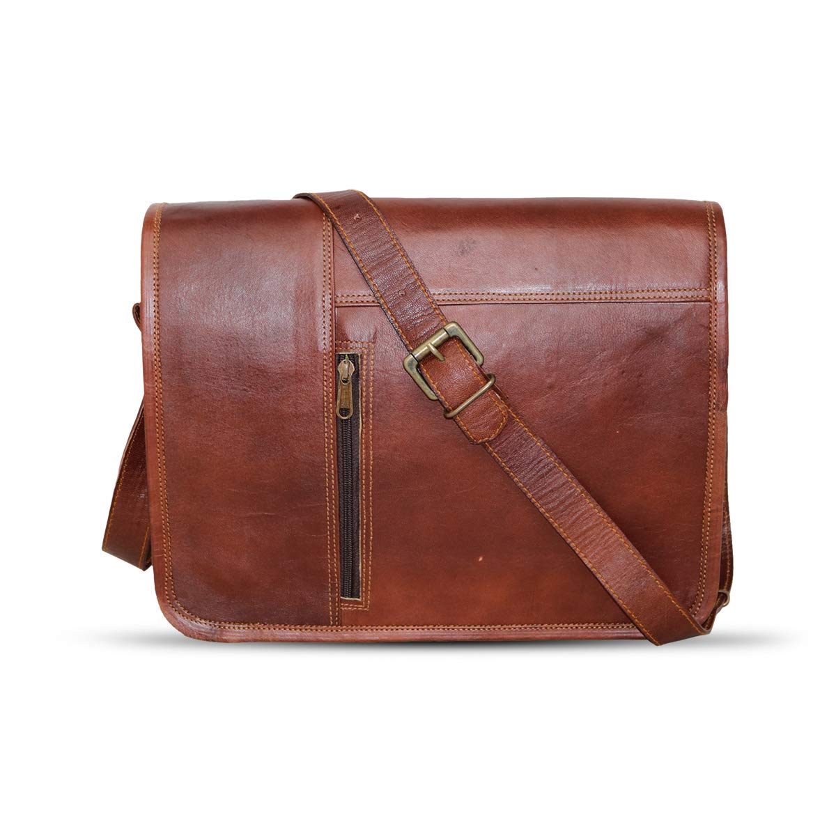 15" leather messenger bag laptop case office briefcase gift for men computer distressed shoulder bag