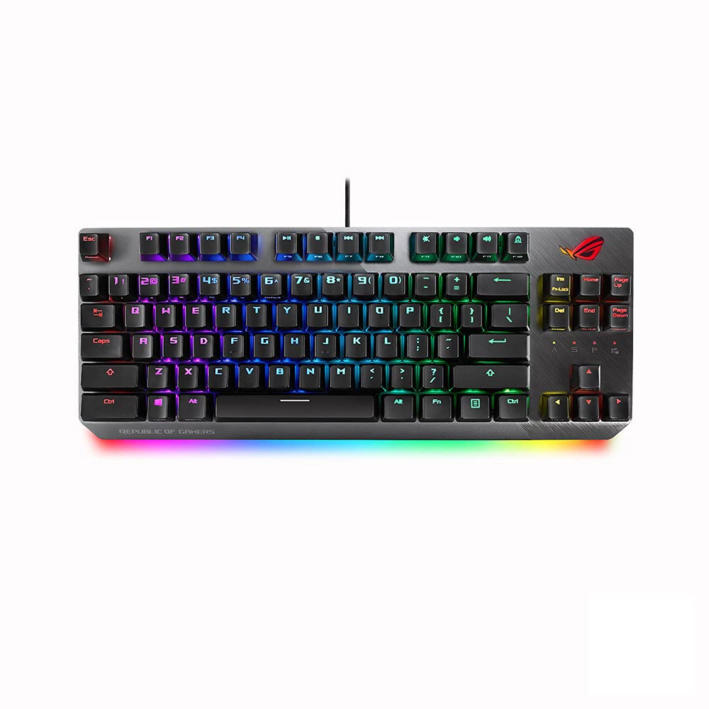 ASUS ROG Strix Scope NX TKL | 80% Gaming Mechanical Keyboard, ROG NX Red Linear Switches, Detachable Cable, Stealth Key, Aura Sync, Programmable Macros, Aluminum Top
