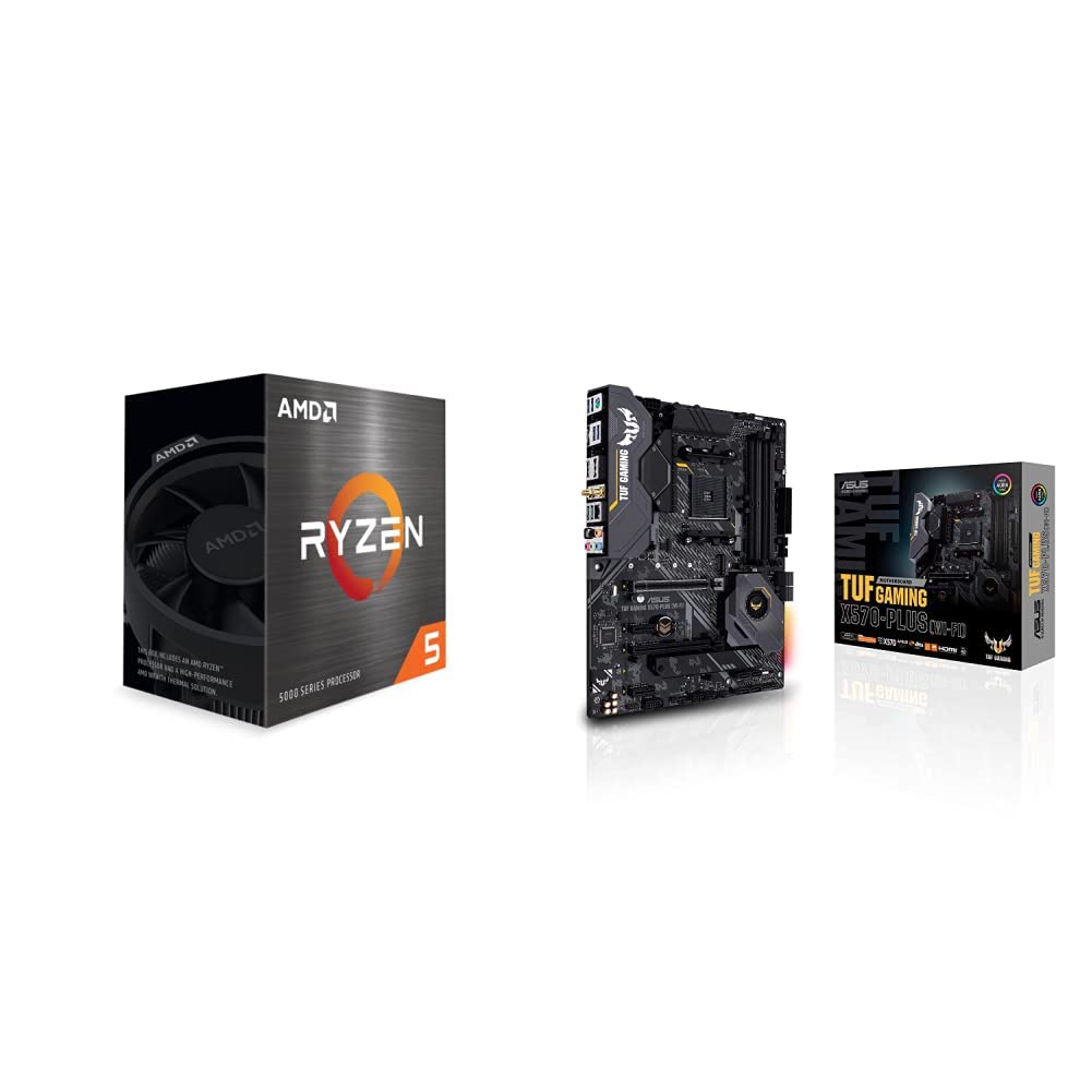 AMD Ryzen™ 5 5600 6-Core, 12-Thread Unlocked Desktop Processor with Wraith Stealth Cooler & ASUS AM4 TUF Gaming X570-Plus (Wi-Fi) AM4 Zen 3 Gaming Motherboard