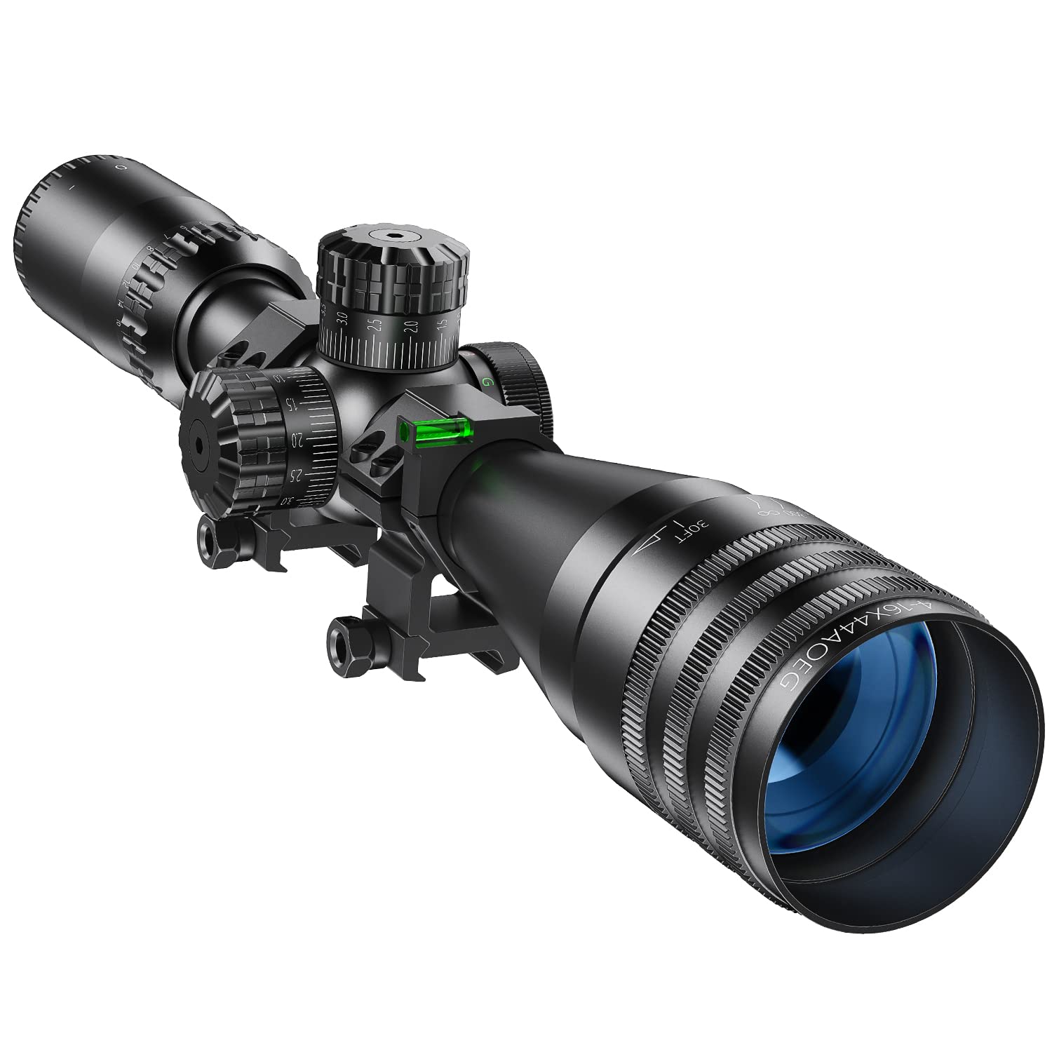 BESTSIGHT 4-16x44 Tactical Rifle Scope Red and Green Illuminated Built Gun Scope with Locking Turret Sunshade and Mount Included