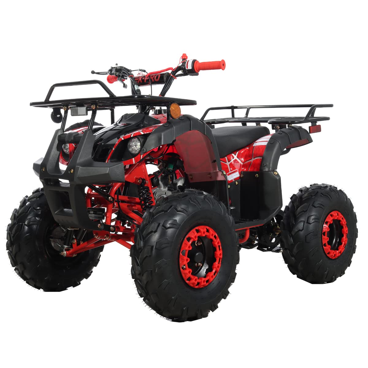 X-PRO 125cc ATV 4 Wheels Quad 125 ATV Quads with LED Lights, Big 19"/18" Tires! (Spider Red, Factory Package)