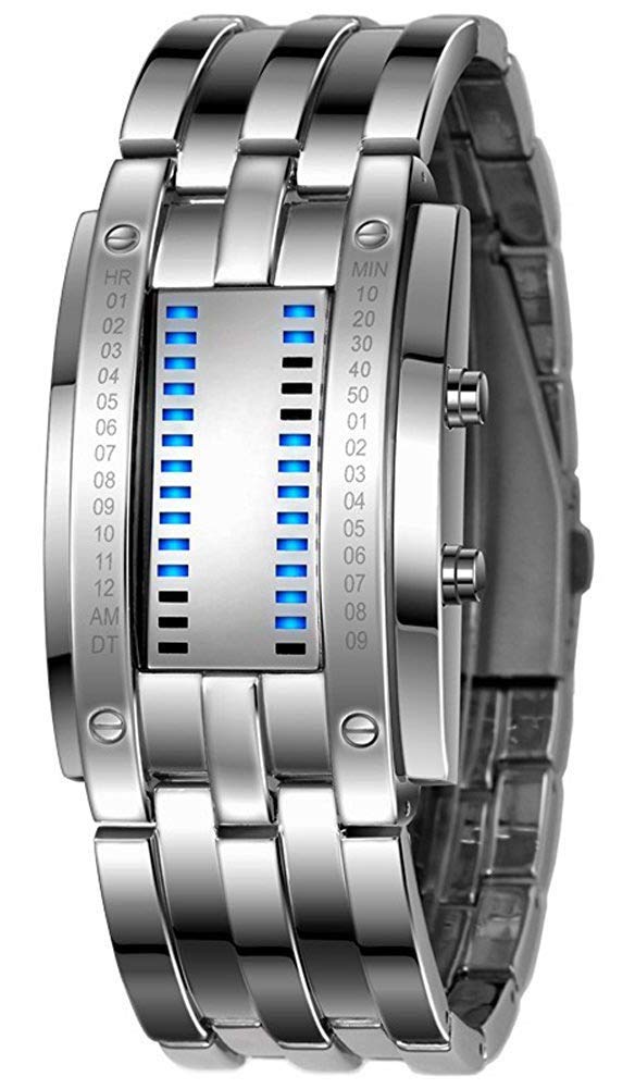 Gosasa Wrist Watches Men's LED Digital Watch Fashion Classic Waterproof Stainless Steel Watches Black